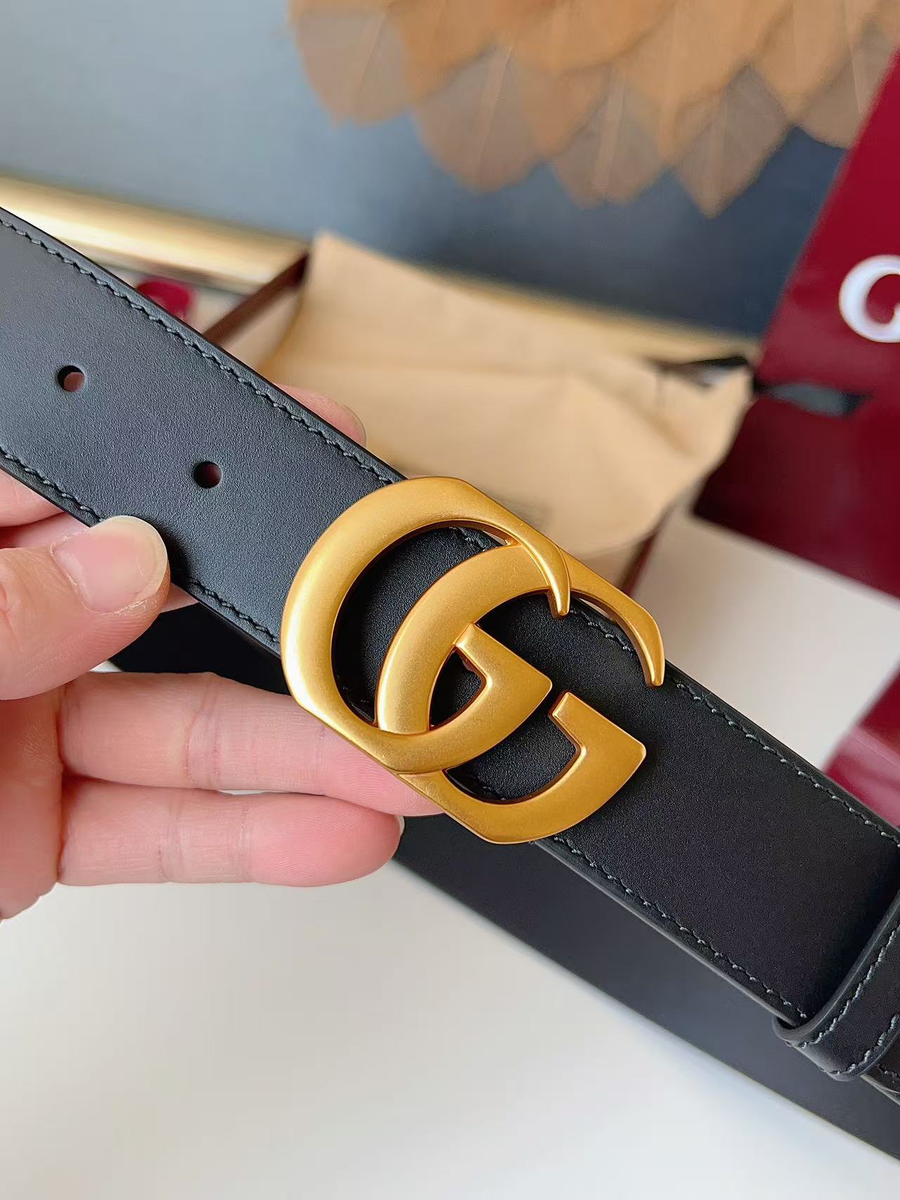 GUCCI 专柜货 原厂进口面料 顶级做工 原单品质 高端商务休闲款 简约百搭 宽度3.5cm