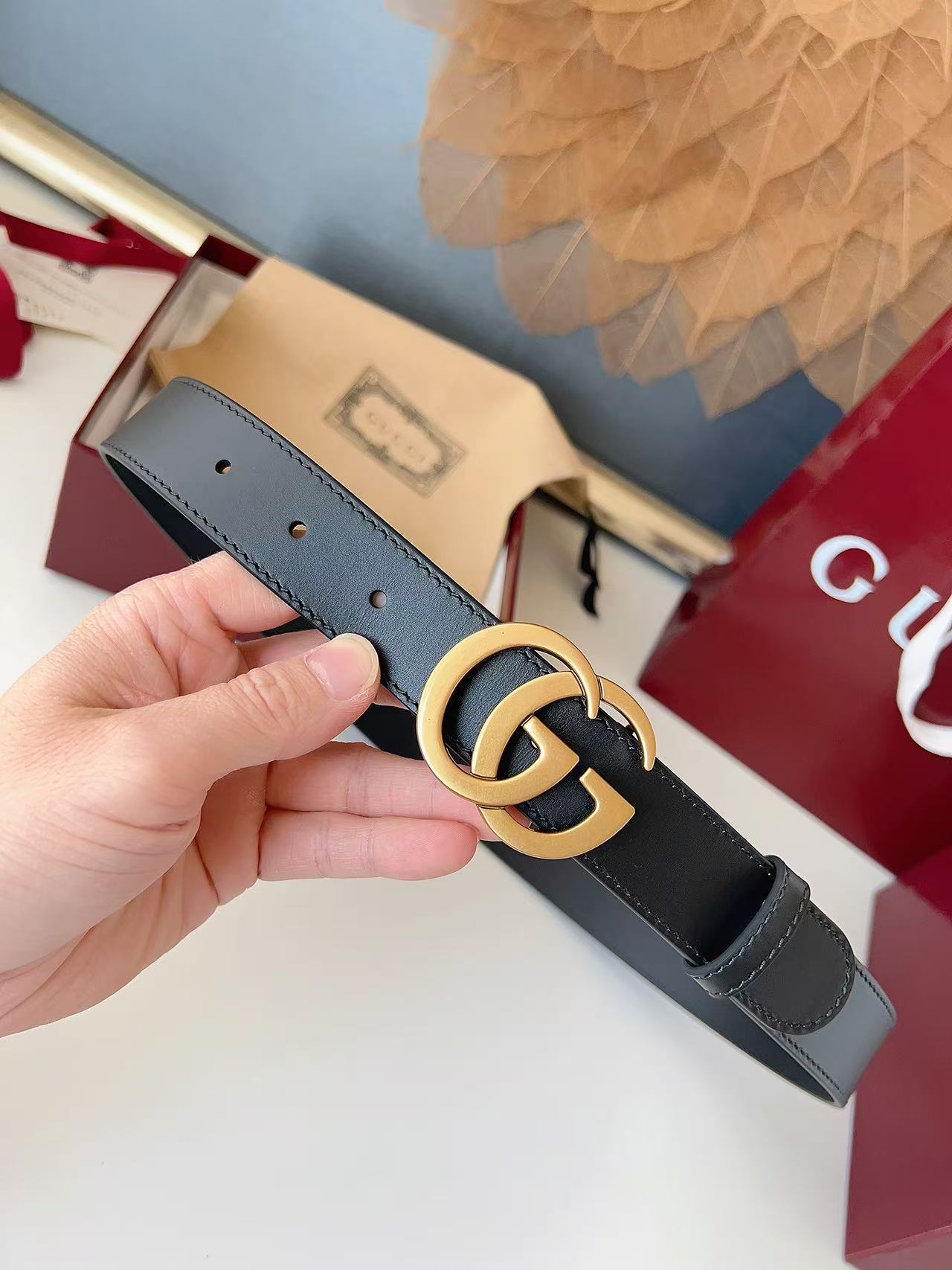 GUCCI 专柜货 原厂进口面料 顶级做工 原单品质 高端商务休闲款 简约百搭 宽度3.0cm