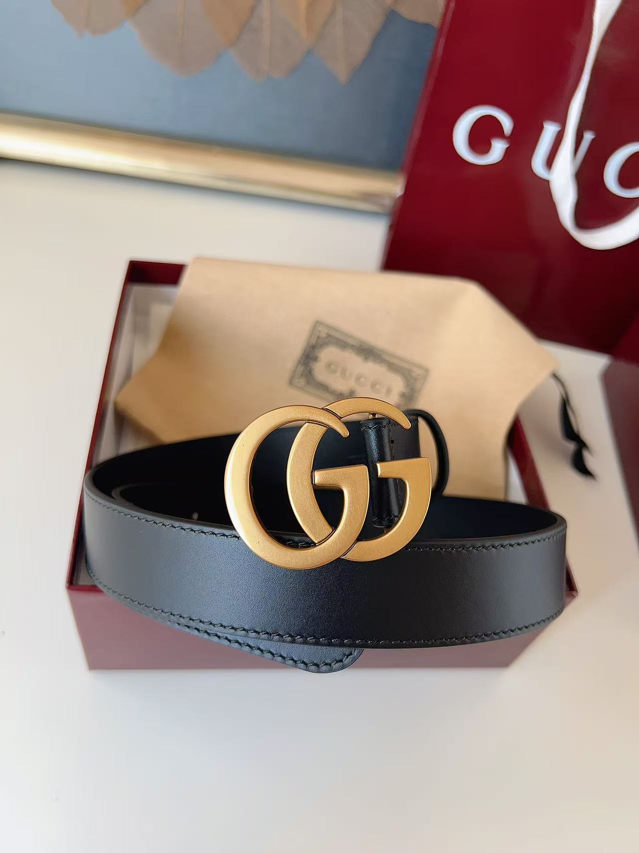 GUCCI 专柜货 原厂进口面料 顶级做工 原单品质 高端商务休闲款 简约百搭 宽度3.0cm