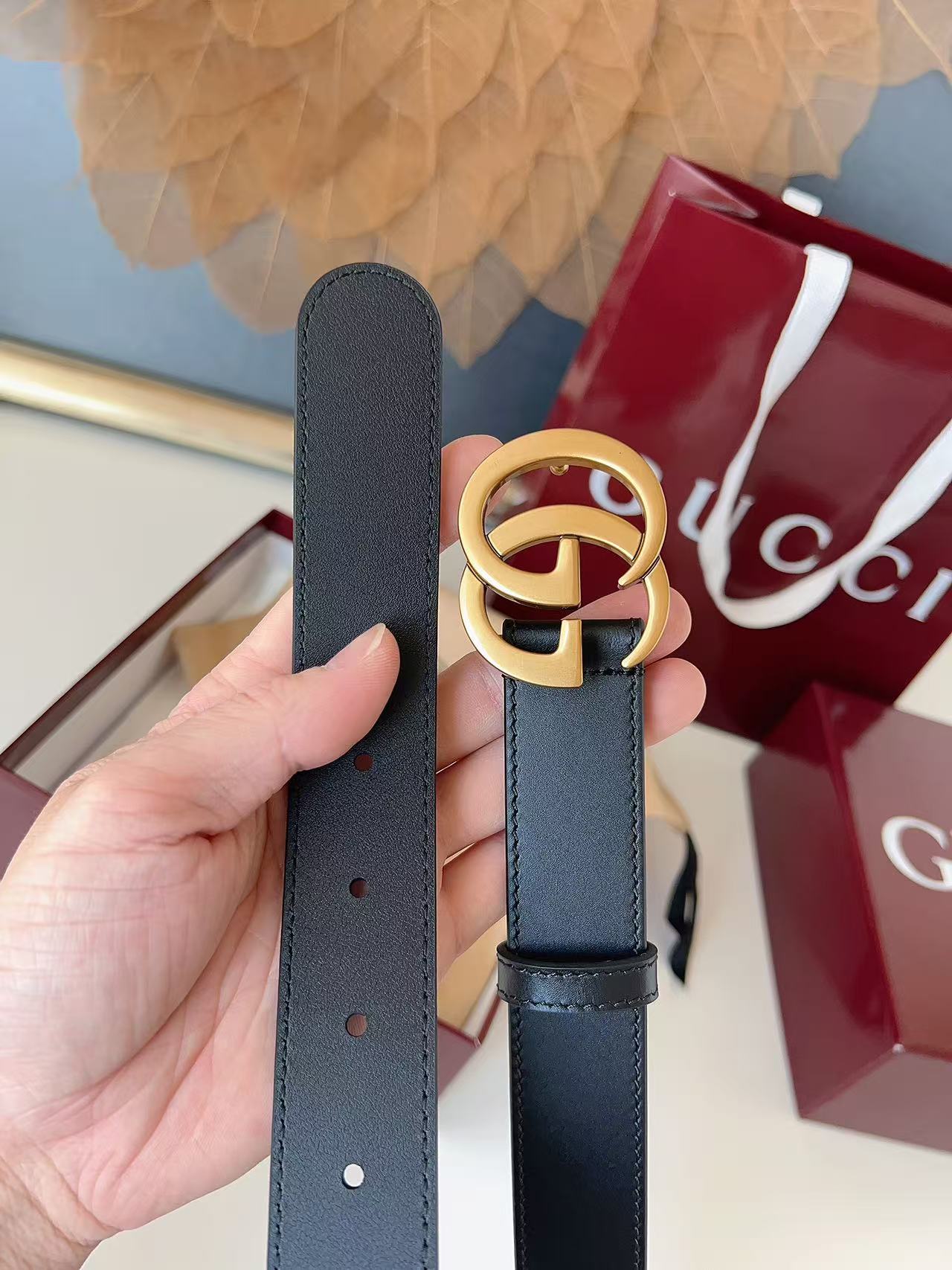 GUCCI 专柜货 原厂进口面料 顶级做工 原单品质 高端商务休闲款 简约百搭 宽度3.0cm