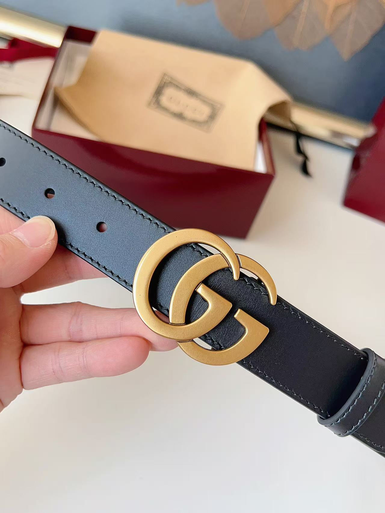 GUCCI 专柜货 原厂进口面料 顶级做工 原单品质 高端商务休闲款 简约百搭 宽度3.0cm