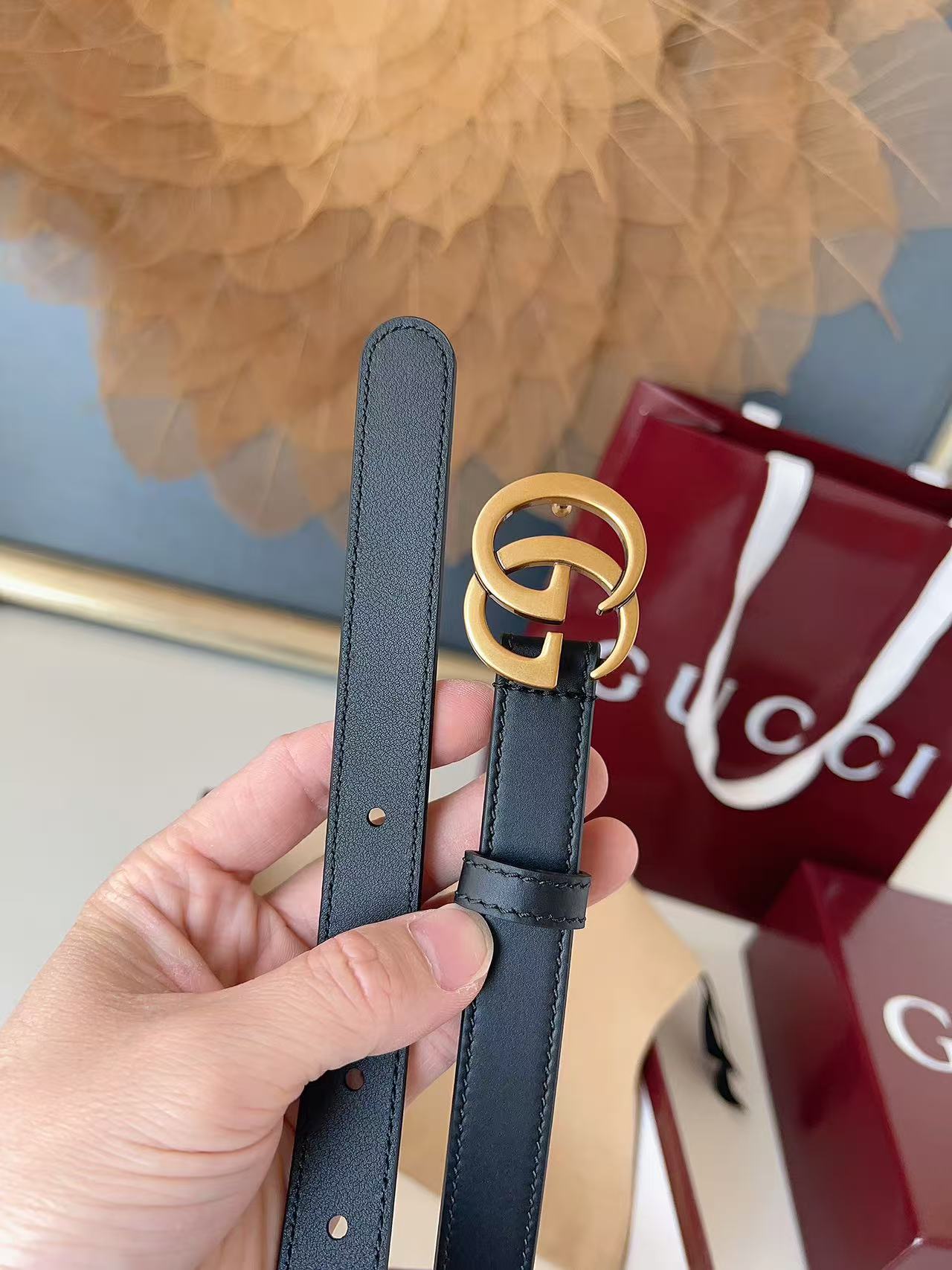 GUCCI 专柜货 原厂进口面料 顶级做工 原单品质 高端商务休闲款 简约百搭 宽度2.0cm