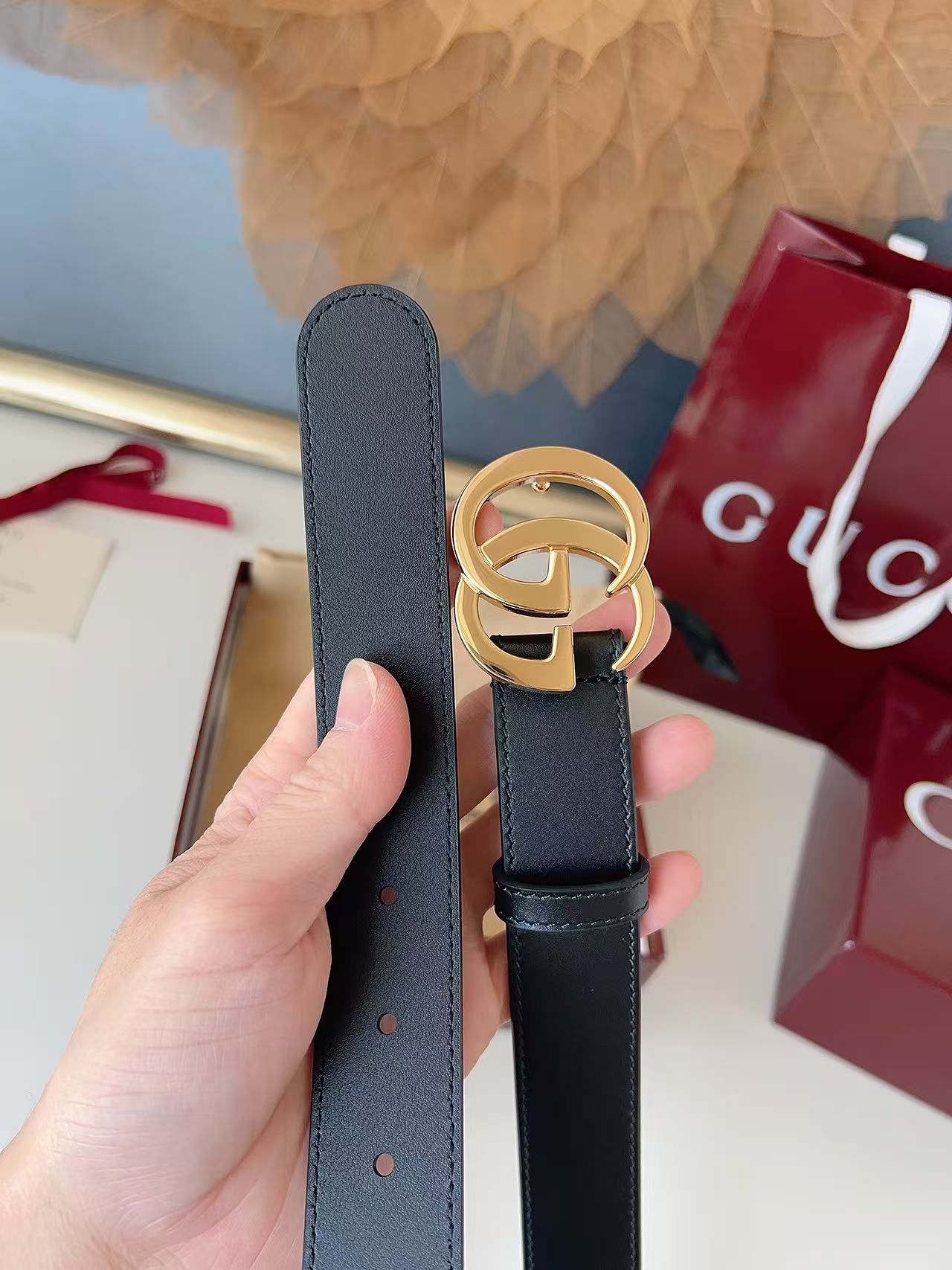 GUCCI 专柜货 原厂进口面料 顶级做工 原单品质 高端商务休闲款 简约百搭 宽度3.0cm