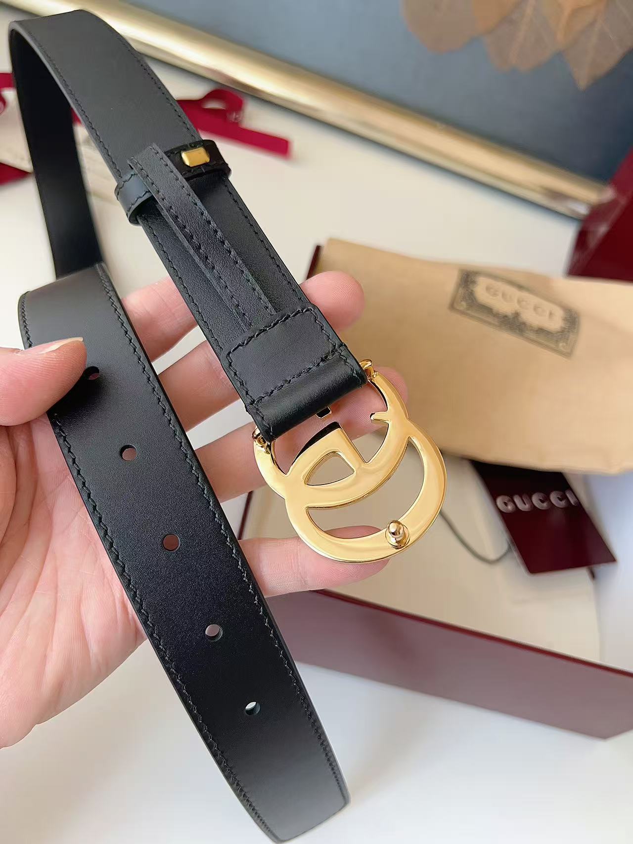 GUCCI 专柜货 原厂进口面料 顶级做工 原单品质 高端商务休闲款 简约百搭 宽度3.0cm