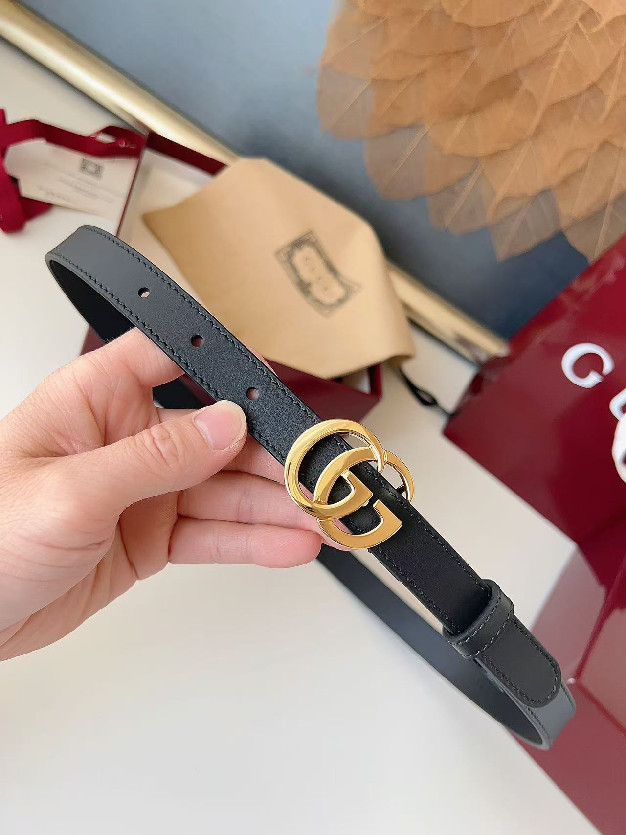 GUCCI 专柜货 原厂进口面料 顶级做工 原单品质 高端商务休闲款 简约百搭 宽度2.0cm