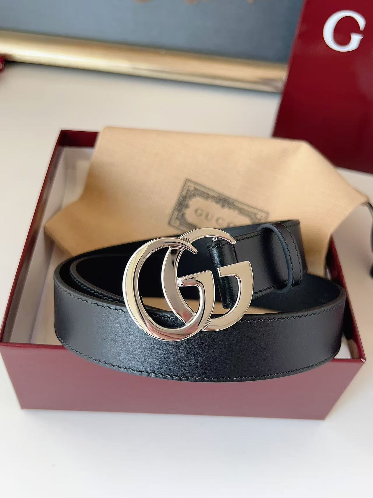 GUCCI 专柜货 原厂进口面料 顶级做工 原单品质 高端商务休闲款 简约百搭 宽度3.0cm