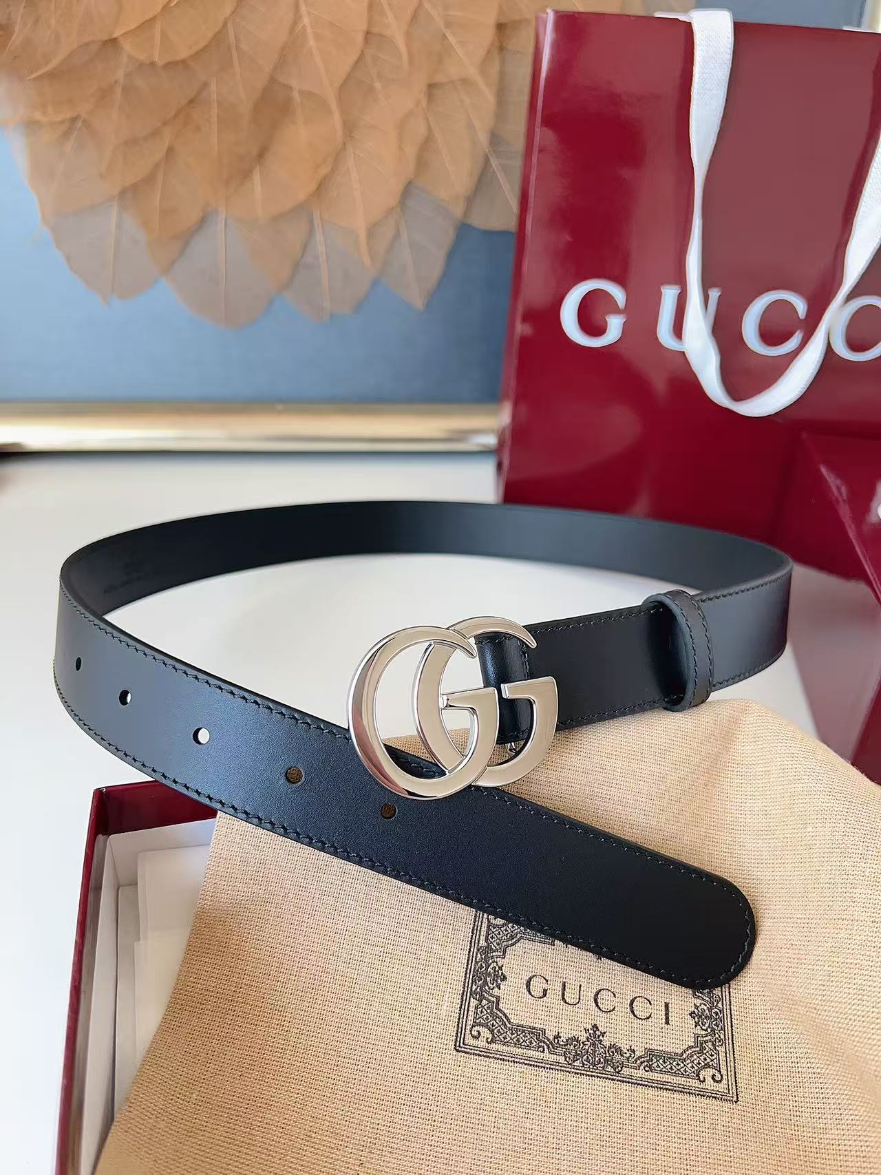 GUCCI 专柜货 原厂进口面料 顶级做工 原单品质 高端商务休闲款 简约百搭 宽度3.0cm