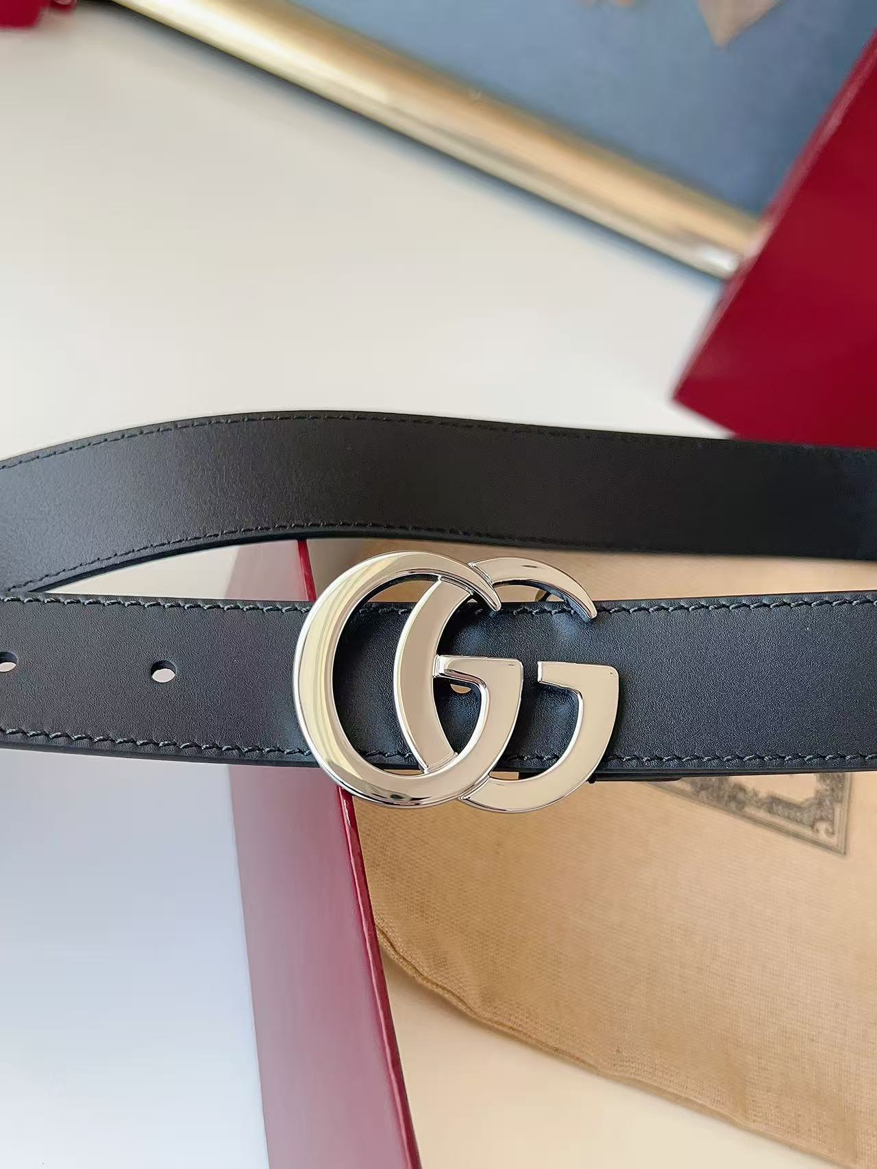 GUCCI 专柜货 原厂进口面料 顶级做工 原单品质 高端商务休闲款 简约百搭 宽度3.0cm