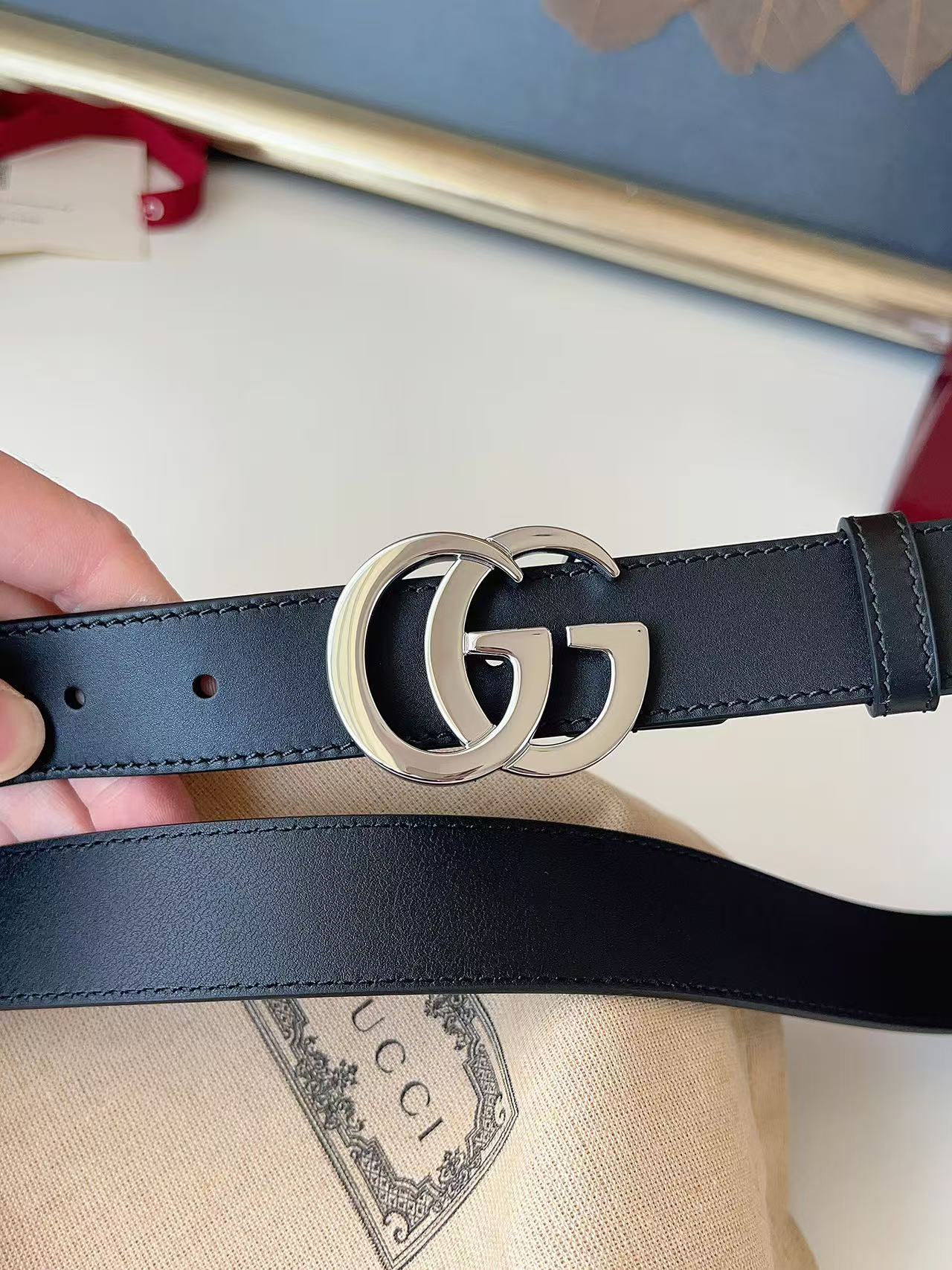 GUCCI 专柜货 原厂进口面料 顶级做工 原单品质 高端商务休闲款 简约百搭 宽度3.0cm