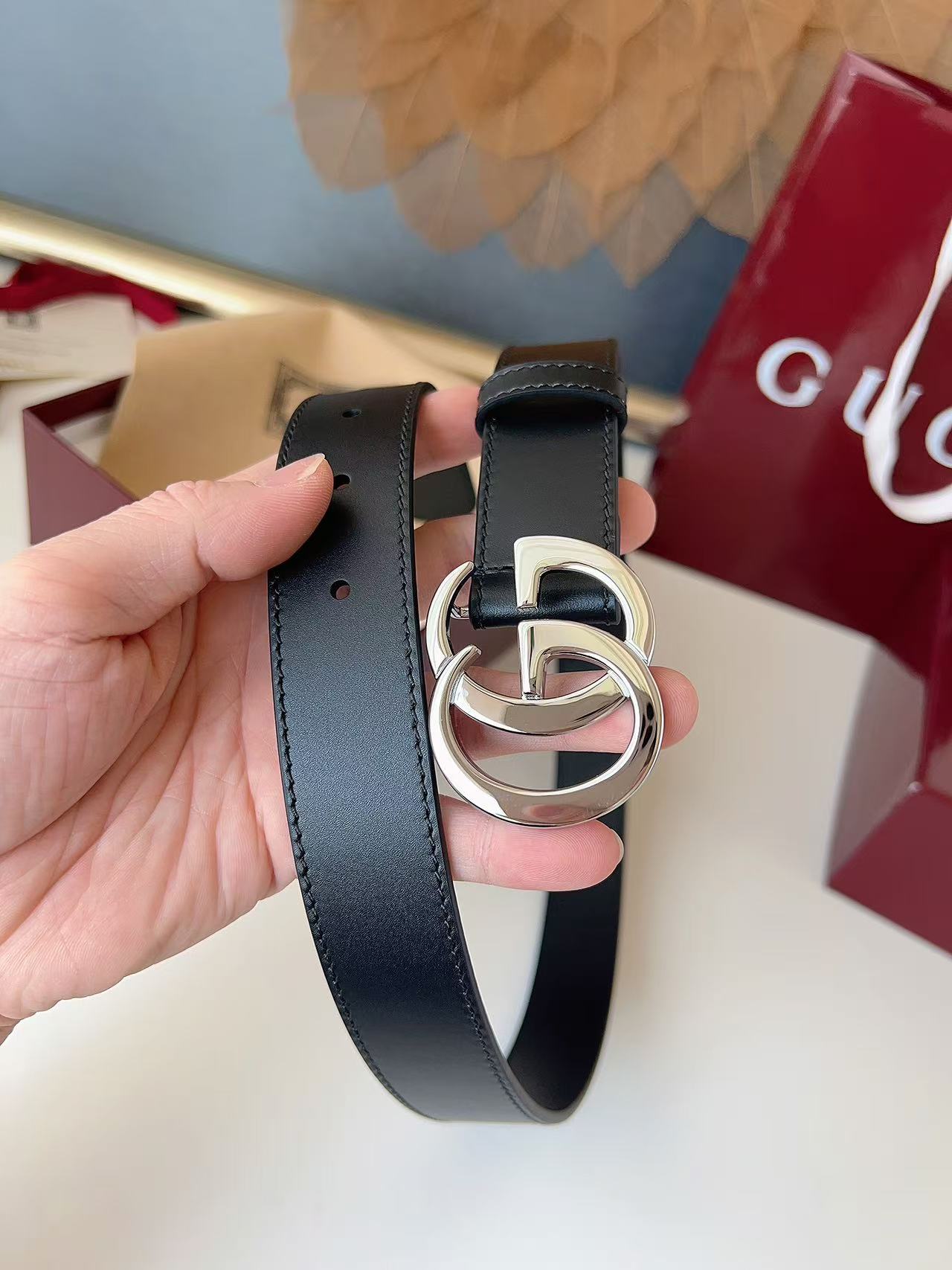 GUCCI 专柜货 原厂进口面料 顶级做工 原单品质 高端商务休闲款 简约百搭 宽度3.0cm