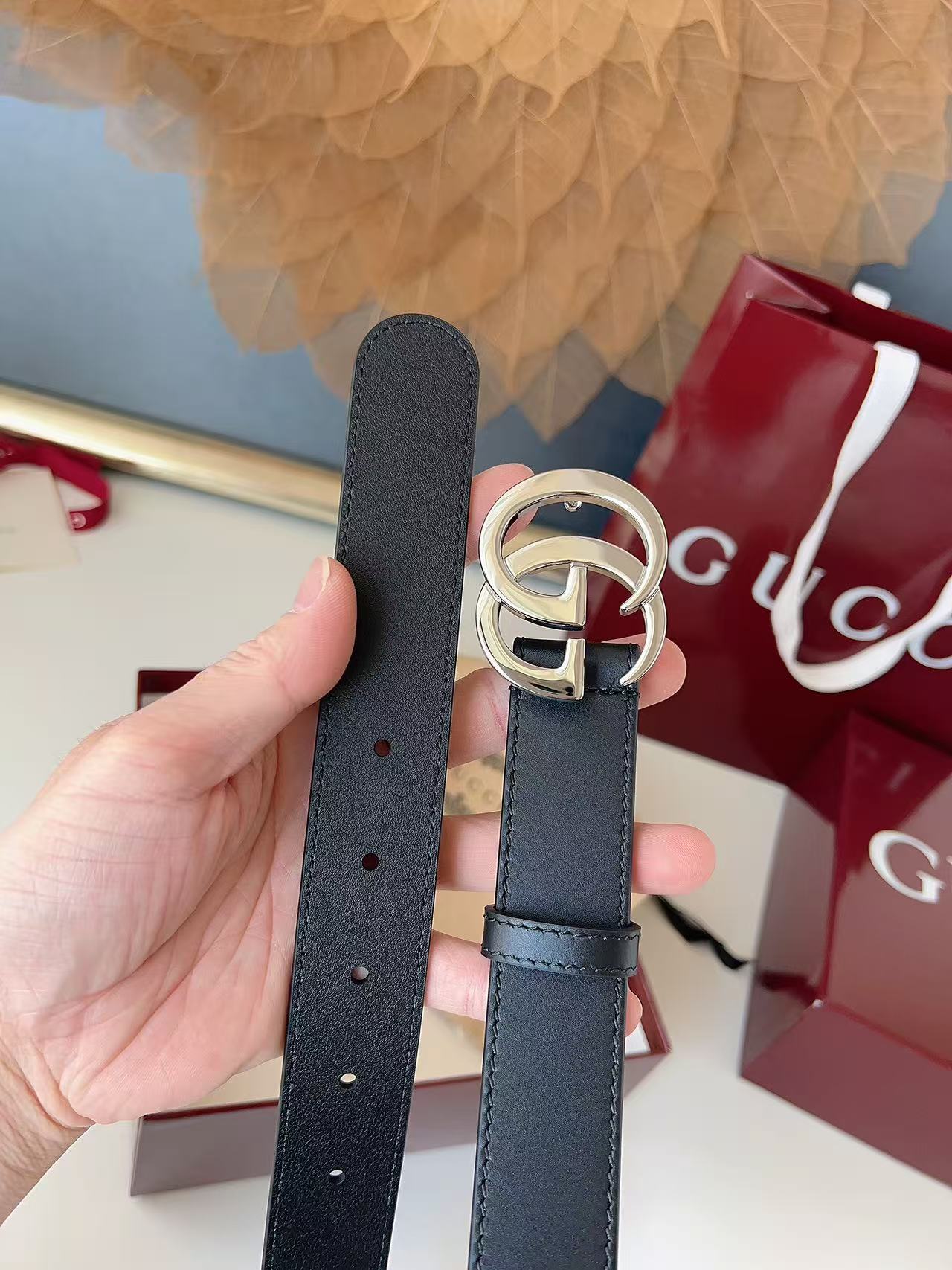 GUCCI 专柜货 原厂进口面料 顶级做工 原单品质 高端商务休闲款 简约百搭 宽度3.0cm