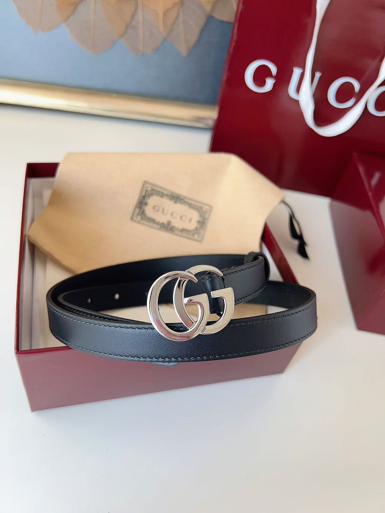 GUCCI 专柜货 原厂进口面料 顶级做工 原单品质 高端商务休闲款 简约百搭 宽度2.0cm