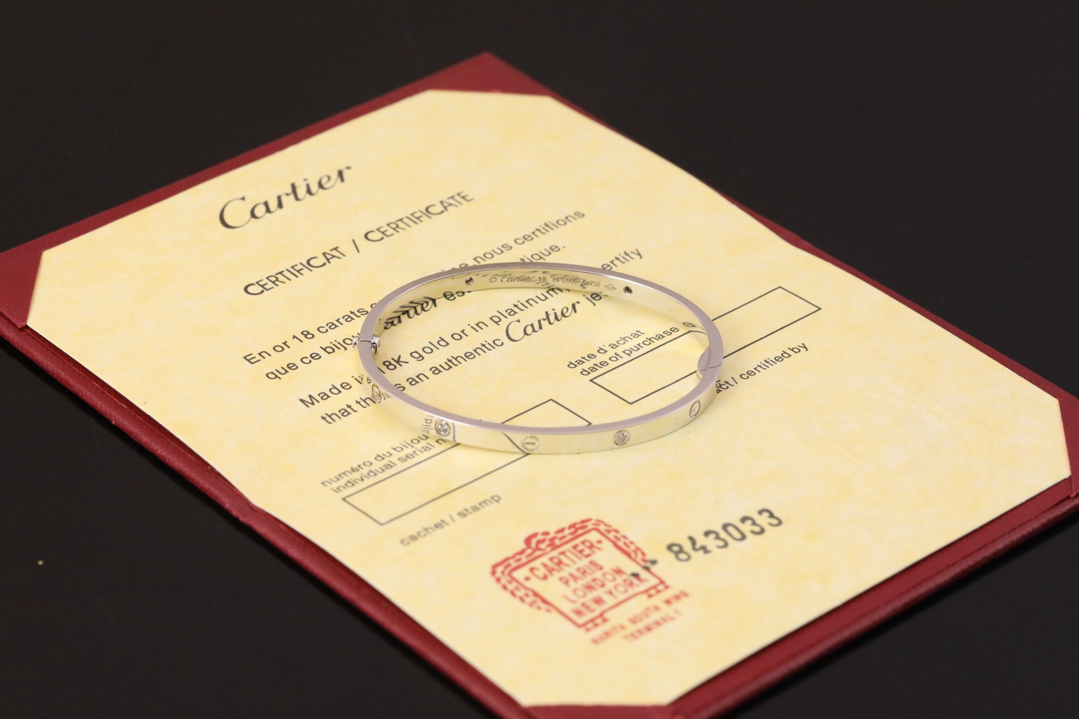 卡love手镯窄版四钻经典简约手镯