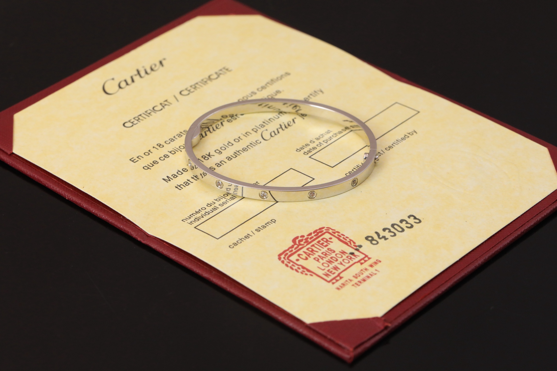 卡love手镯窄版十钻经典款简约手镯