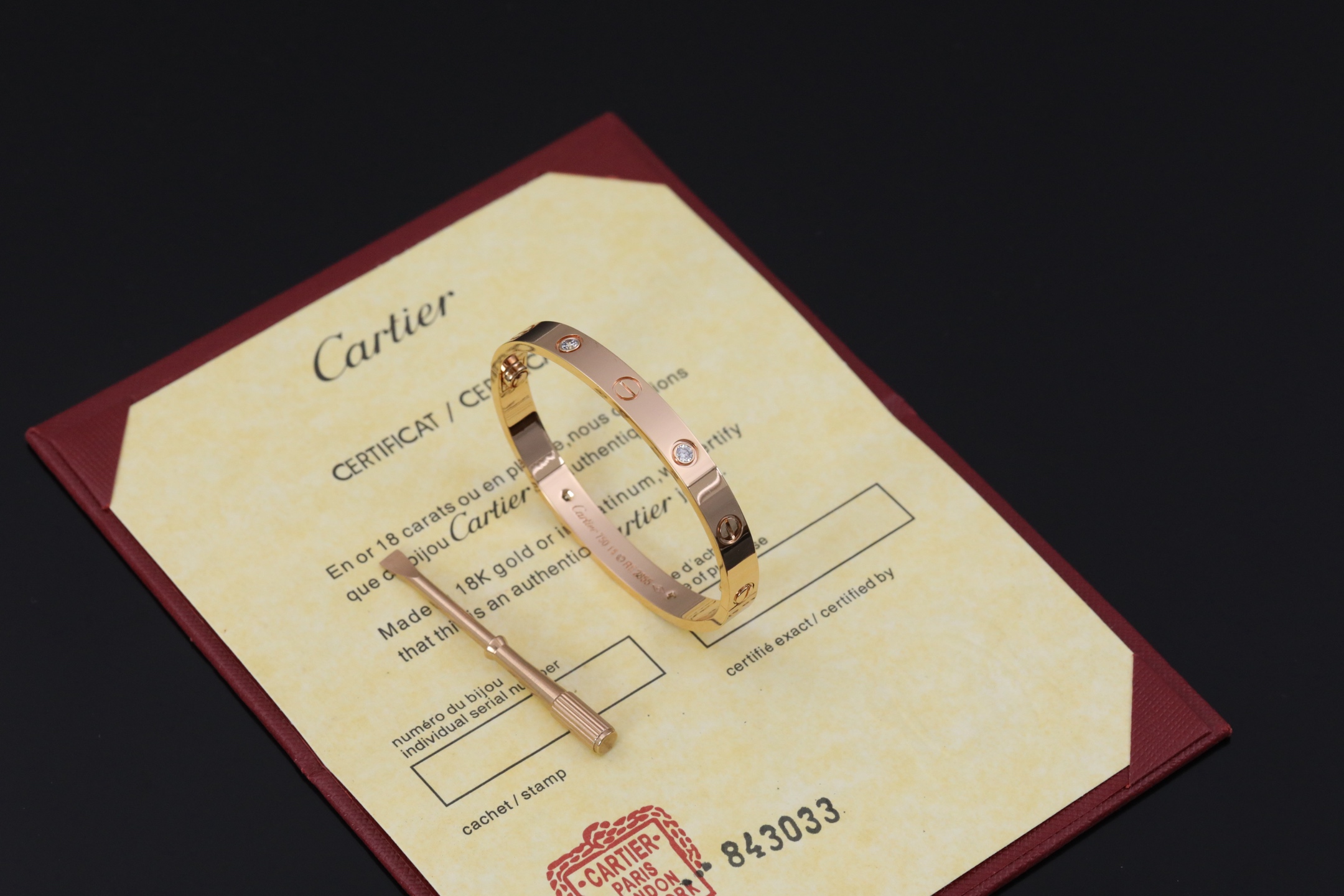 实价 卡love宽版四钻手镯