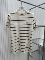 MiuMiu Clothing T-Shirt Embroidery Short Sleeve