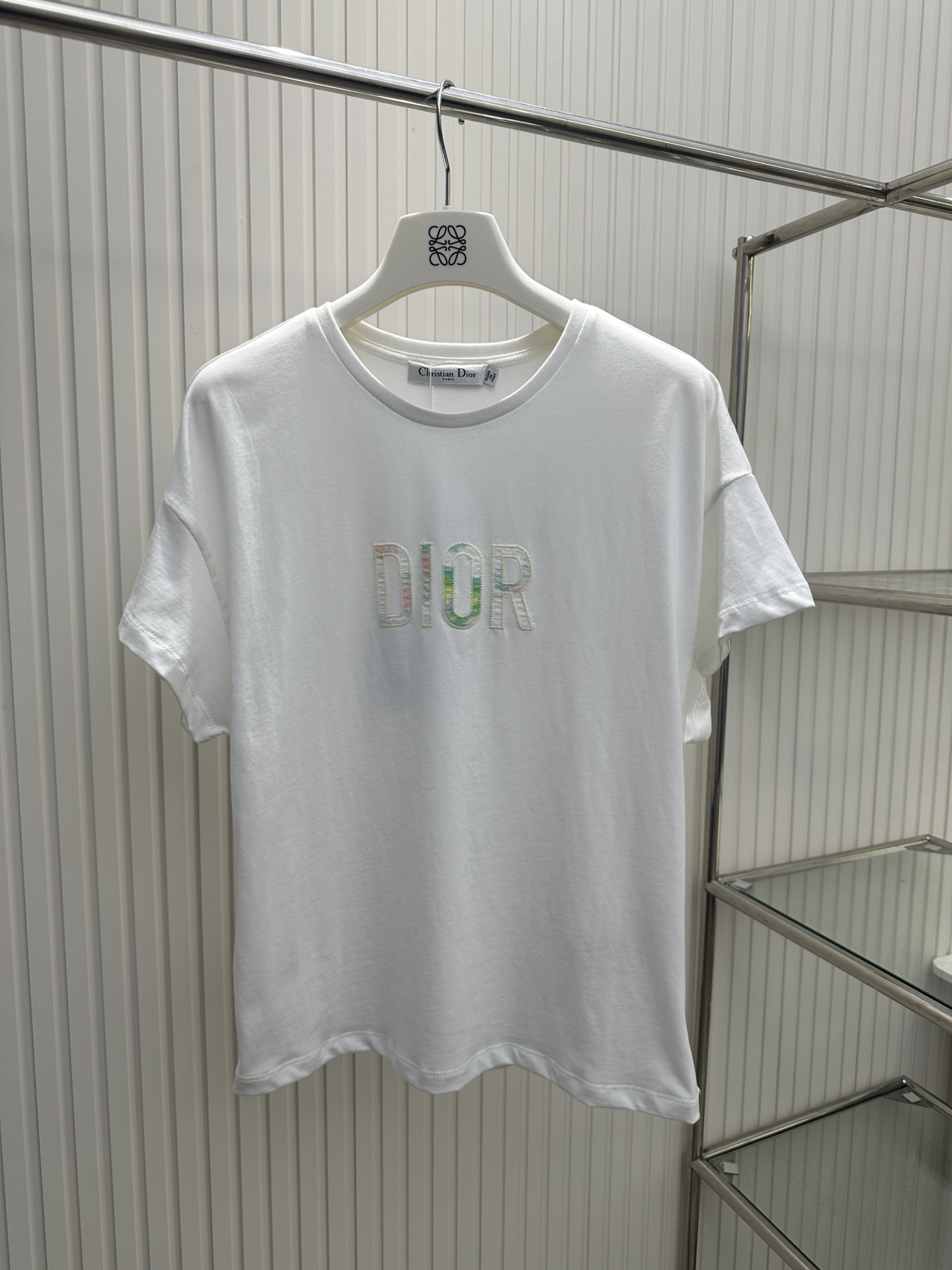 Dior Clothing T-Shirt Embroidery Short Sleeve