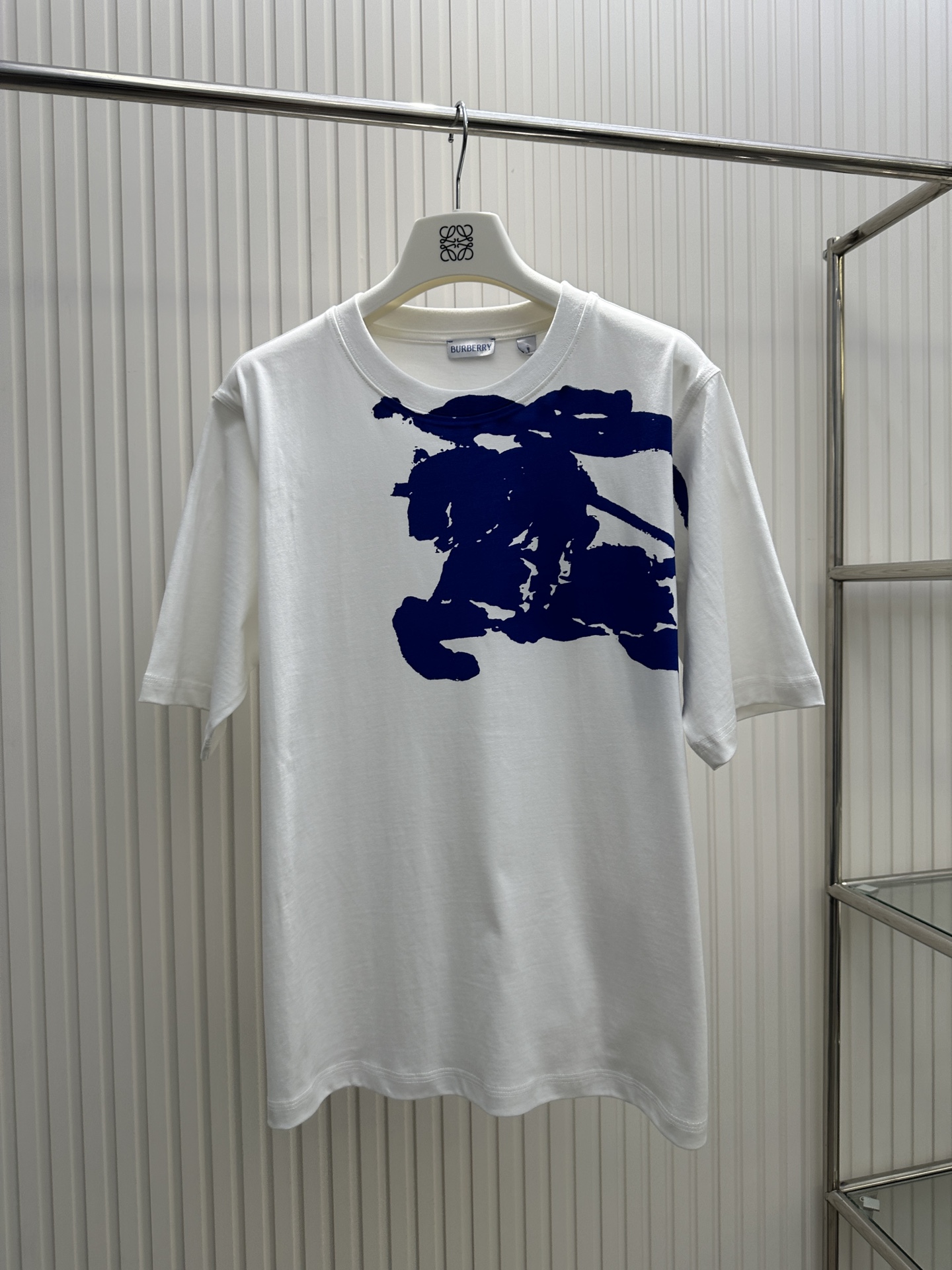 Burberry Clothing T-Shirt Blue Printing Short Sleeve