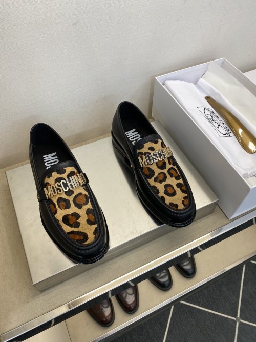 Moschinoo Leather Derby Shoes with Leopard Print - High Quality, Comfortable 1 Moschinoo Leather Derby Shoes with Leopard Print - High Quality, Comfortable