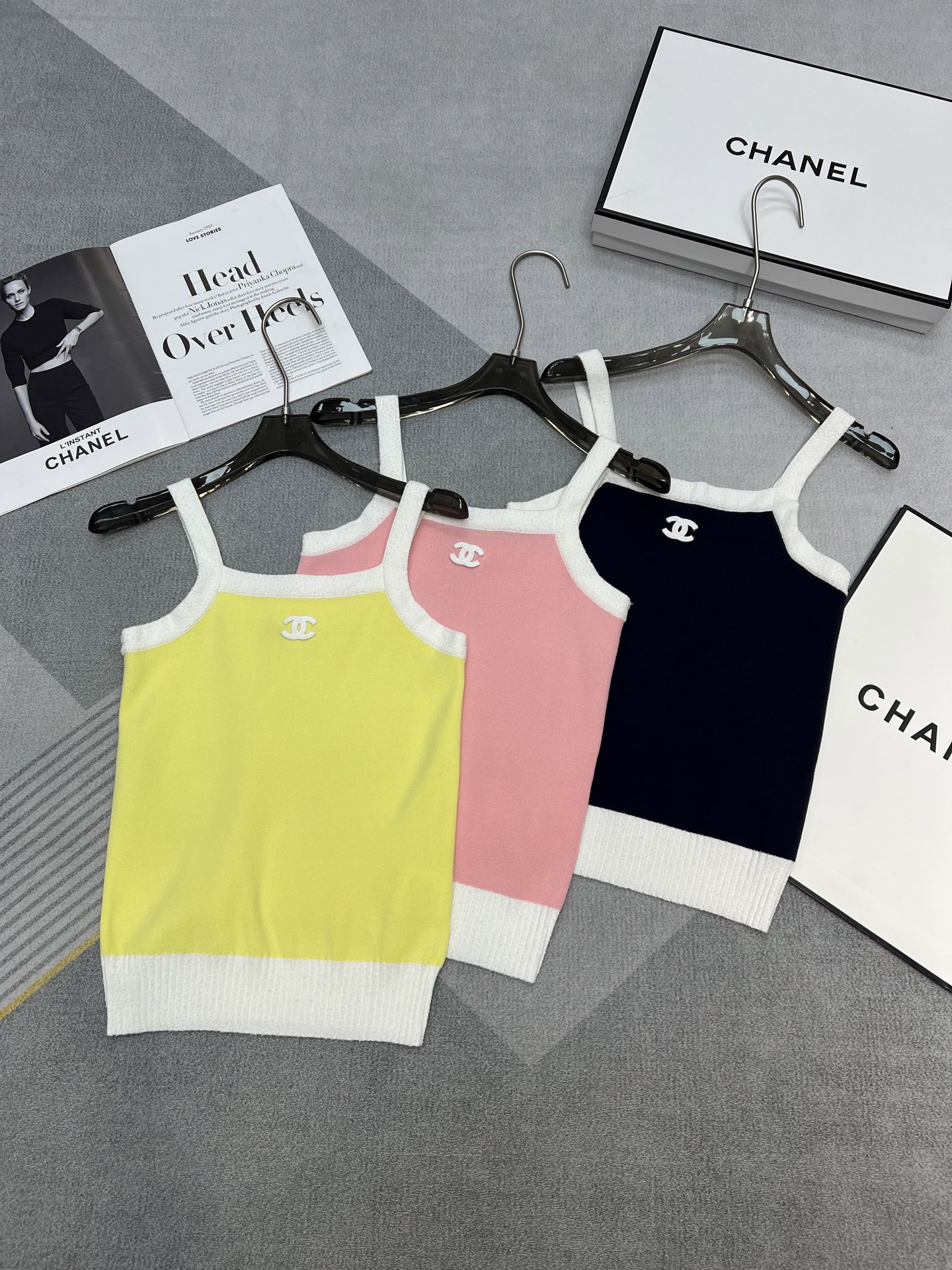 NO:306768,High-quality CHANL*25-year early spring new small vest/yellow pink/navel blue SM, chanel, alexander wang19860909高品质CHANL*25年早春新款小背心/黄色粉色／藏蓝SM,,chanel,alexander wang,Women's clothing