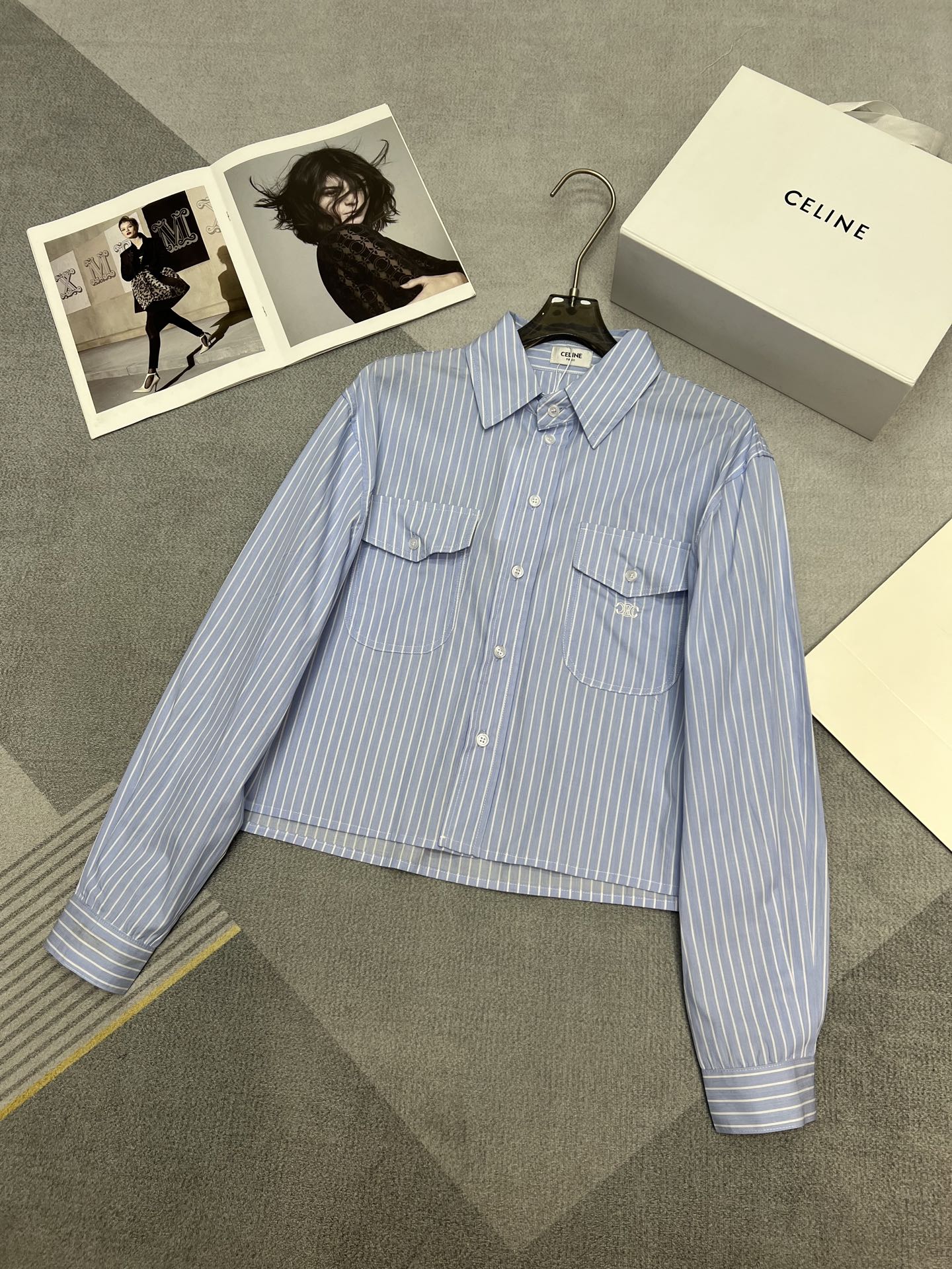 NO:326195,CELINE spring and summer striped pocket shirt SML, celine,shirts,alexander wang19860909CELINE春夏条纹口袋衬衫SML,,celine,shirts,alexander wang,Women's clothing