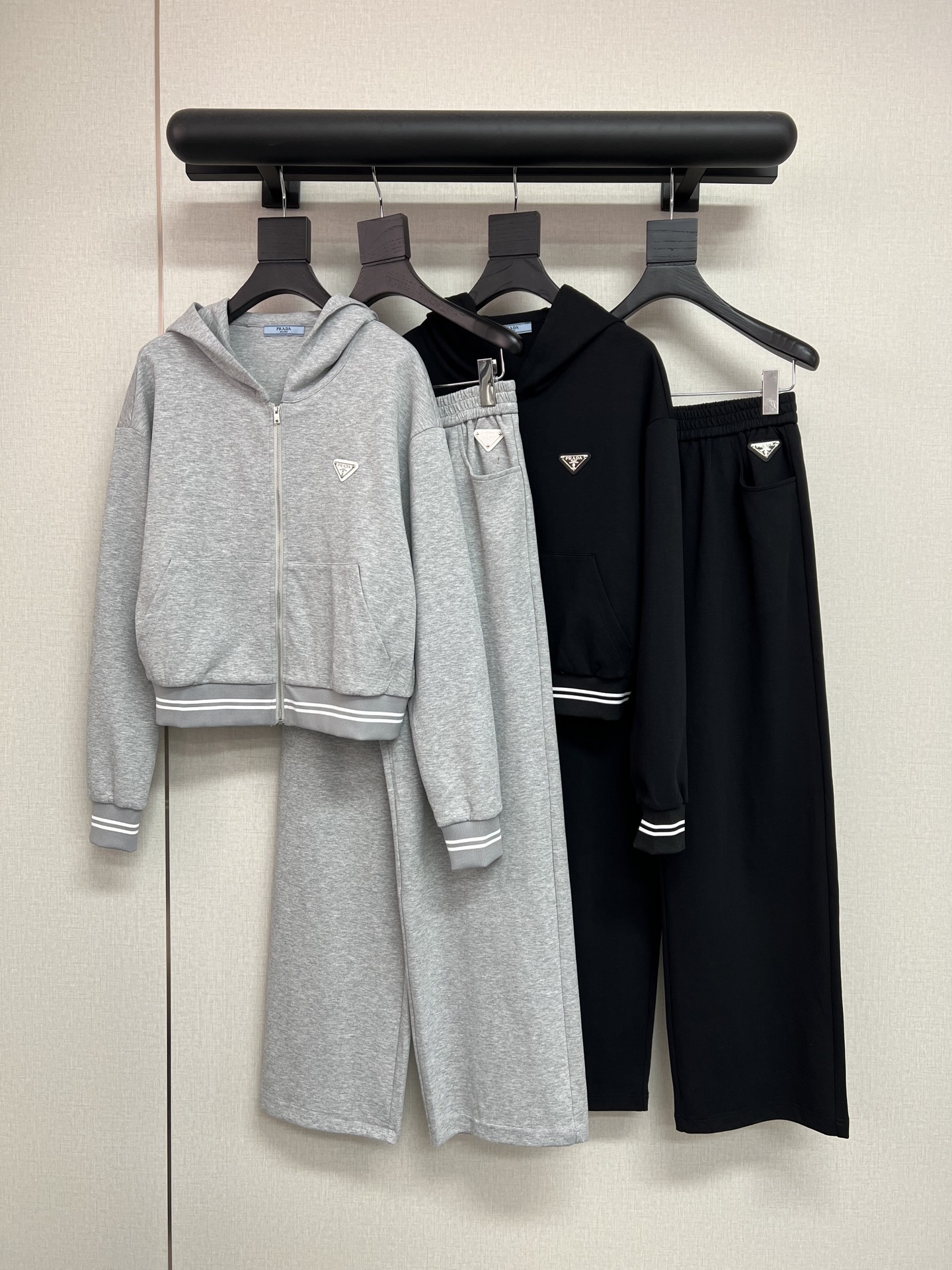 Prada Zip Hoodie and Wide-Leg Pants Set
