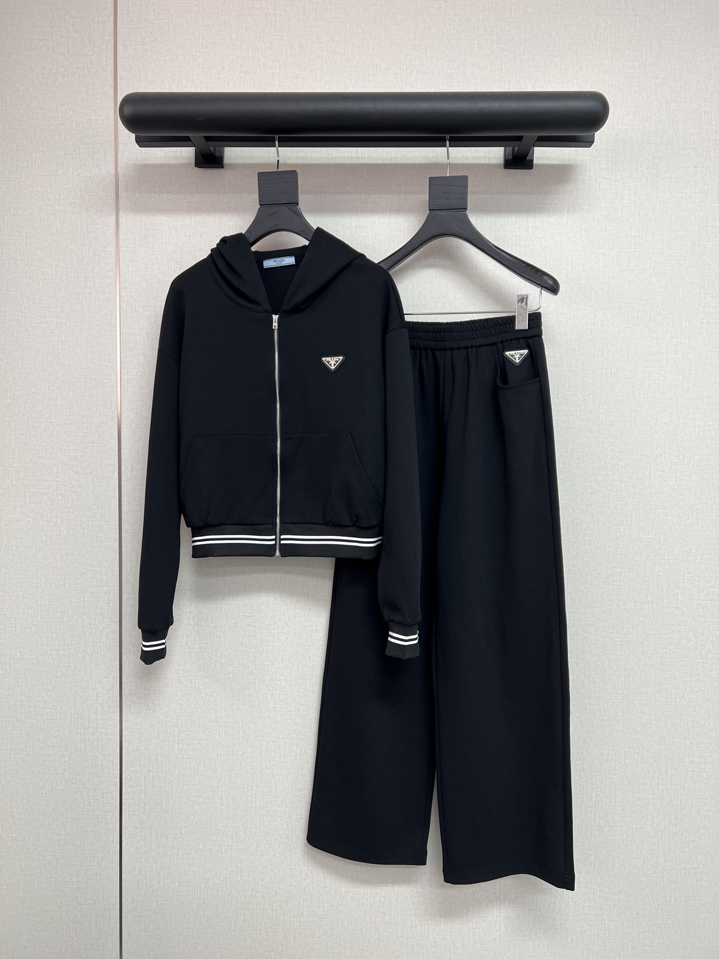 Prada Zip Hoodie and Wide-Leg Pants Set