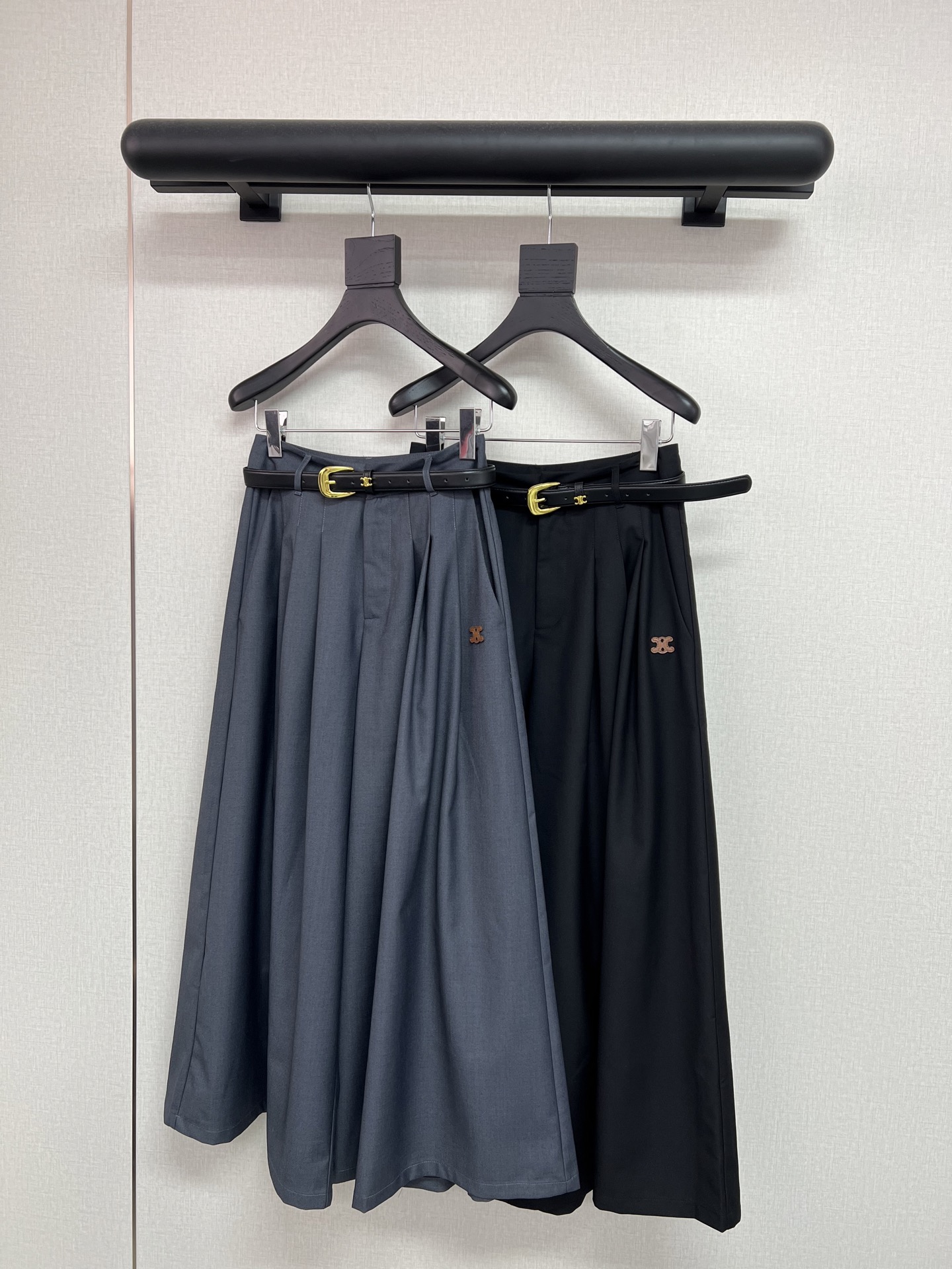 Celine Gray Belted Wide Leg Trousers