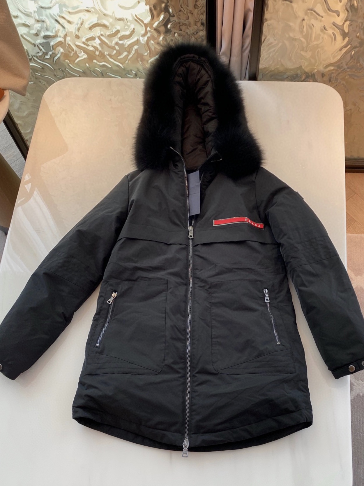 AH215#特批500‼️ PR家 超大进口狐狸毛领 90% 白鹅绒 超级爆款羽绒服 米黄色 黑色 38/40/42/4