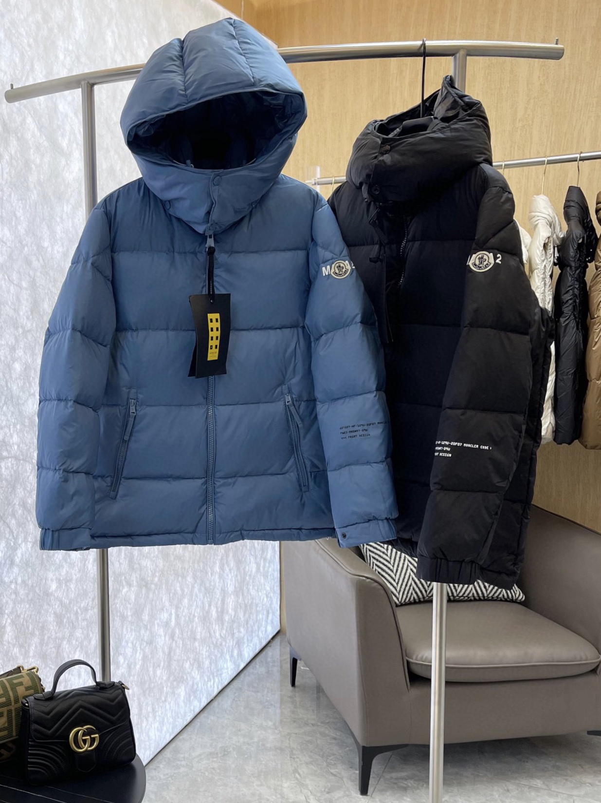 Moncler Clothing Down Jacket Black Blue White Goose Down Casual