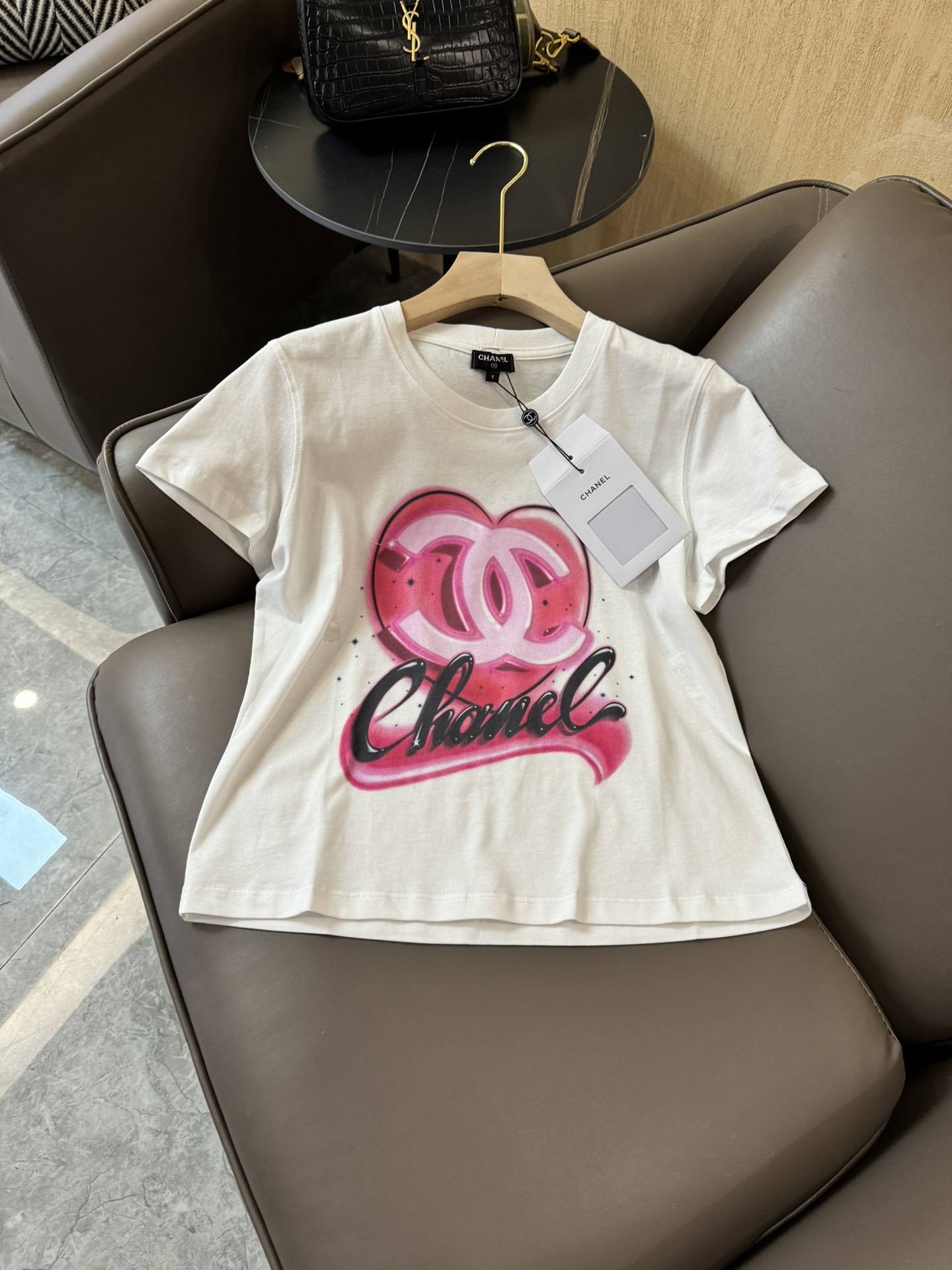 QG24050#新款T恤Chanel果冻logo印花超级爆款短款T恤白色SML