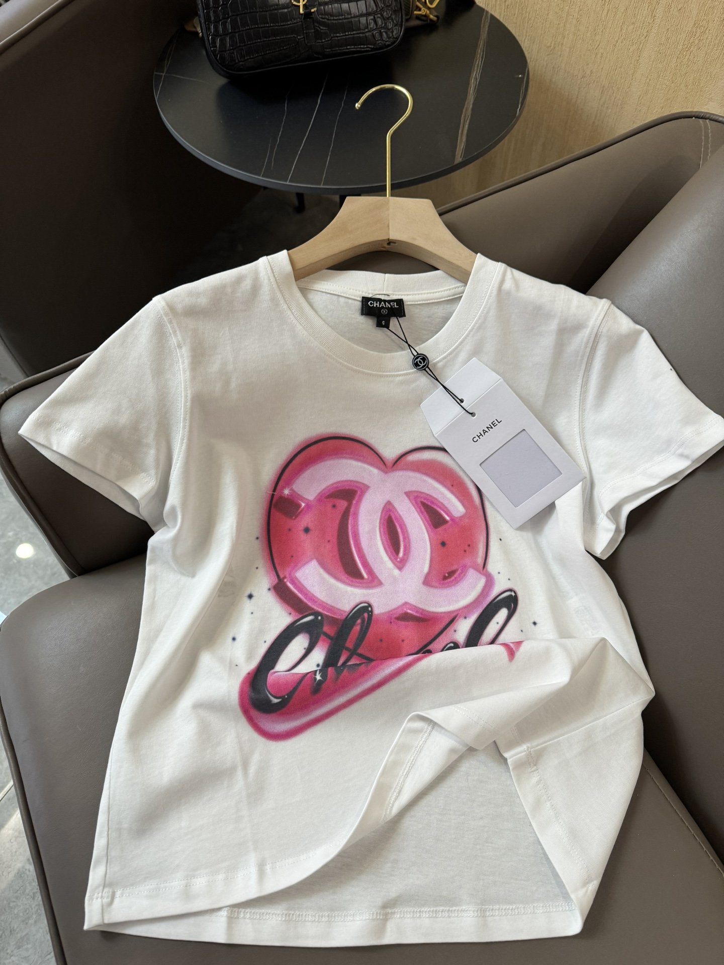 QG24050#新款T恤Chanel果冻logo印花超级爆款短款T恤白色SML