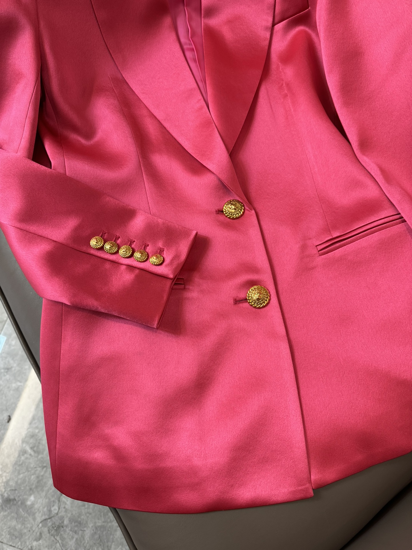 XZ24012#新款西装balman西装领长袖醋酸西装外套白色黑色玫红色SMLXL