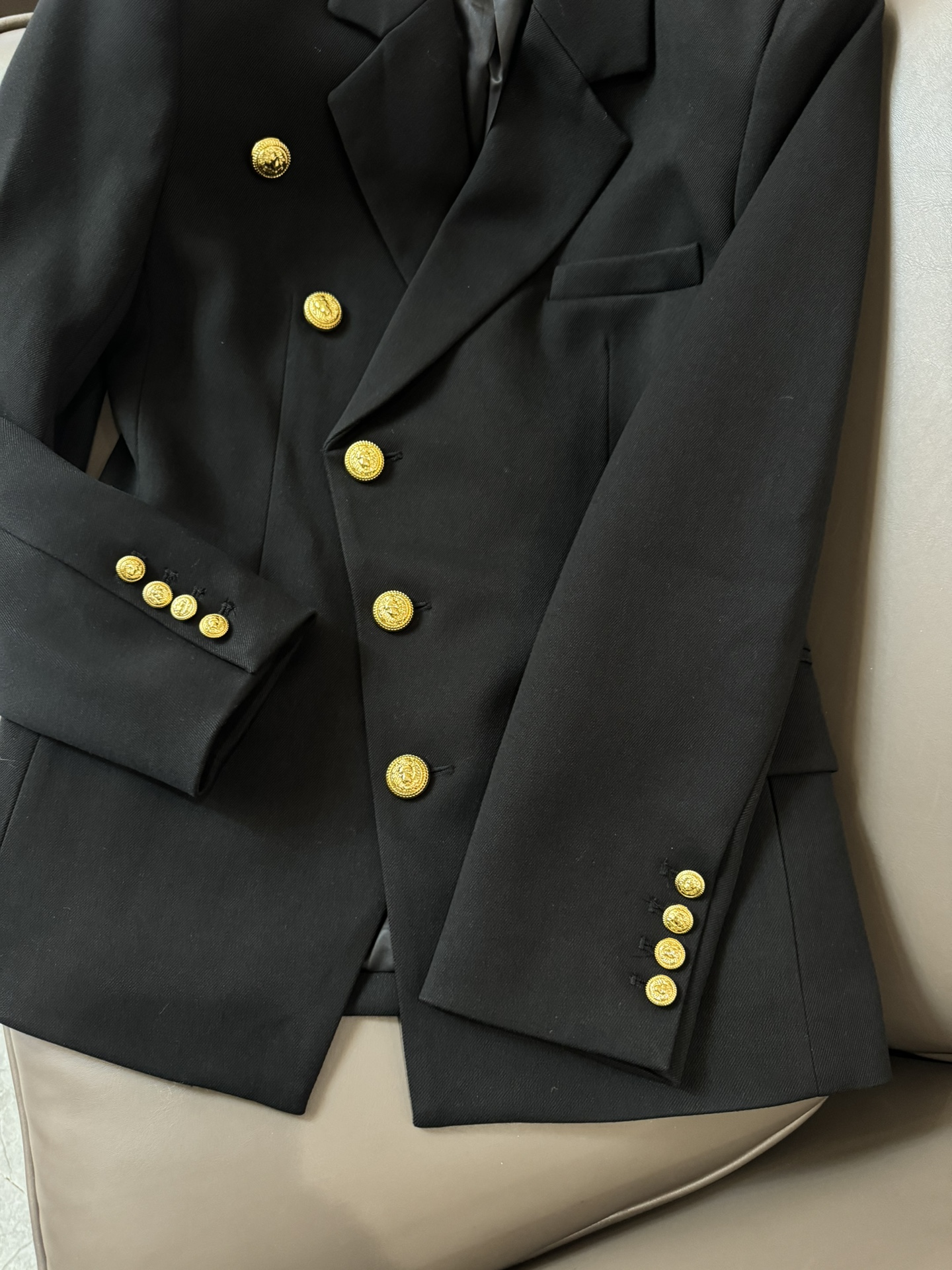 XZ24016#新款外套Balmain巴尔曼金色扣不规则长袖醋酸西装外套米色黑色SMLXL