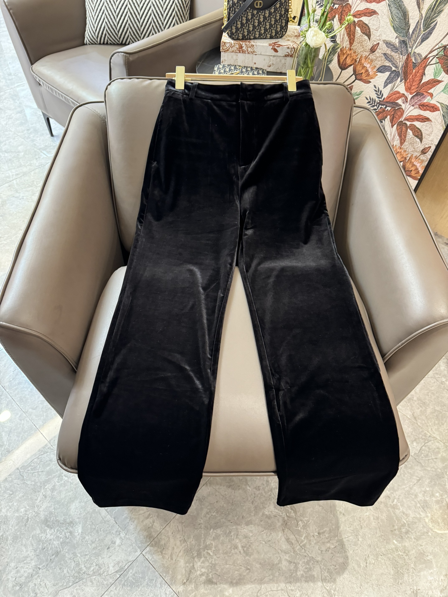 XZ24017#新款套装M新中式珠绣重工真丝绒西装外套长裤套装黑色SMLXL