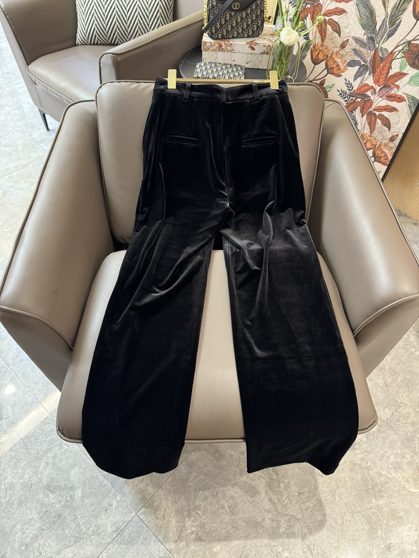 XZ24018#新款套装M新中式珠绣重工真丝绒背心上衣长裤套装黑色SMLXL