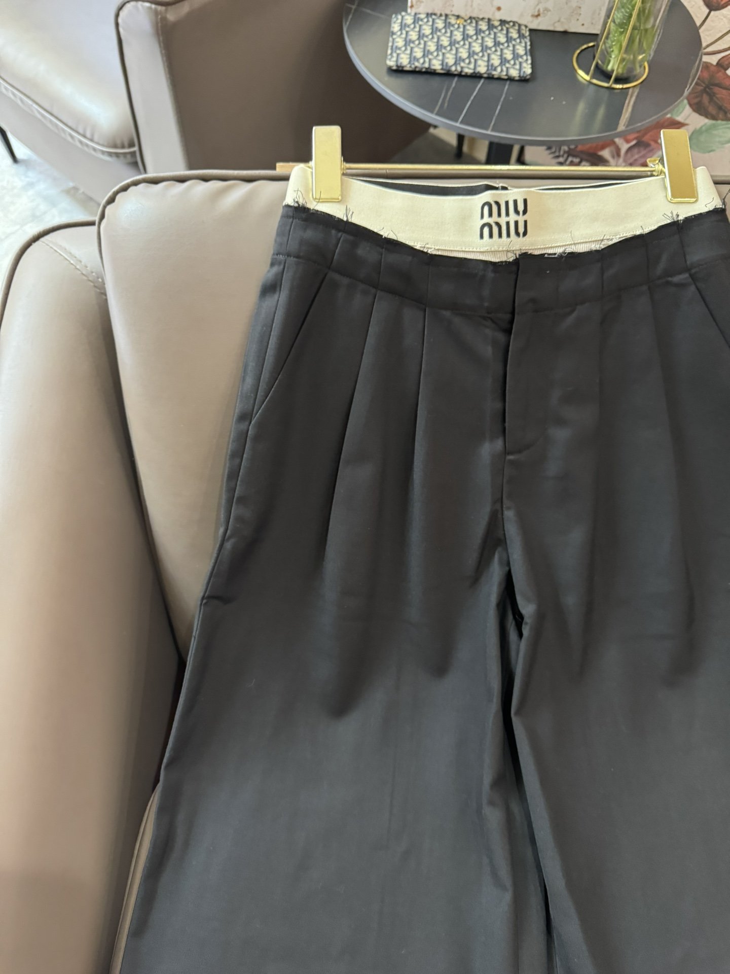 XC24025#新款裤子miumiu西装料阔腿长裤灰色黑色SML