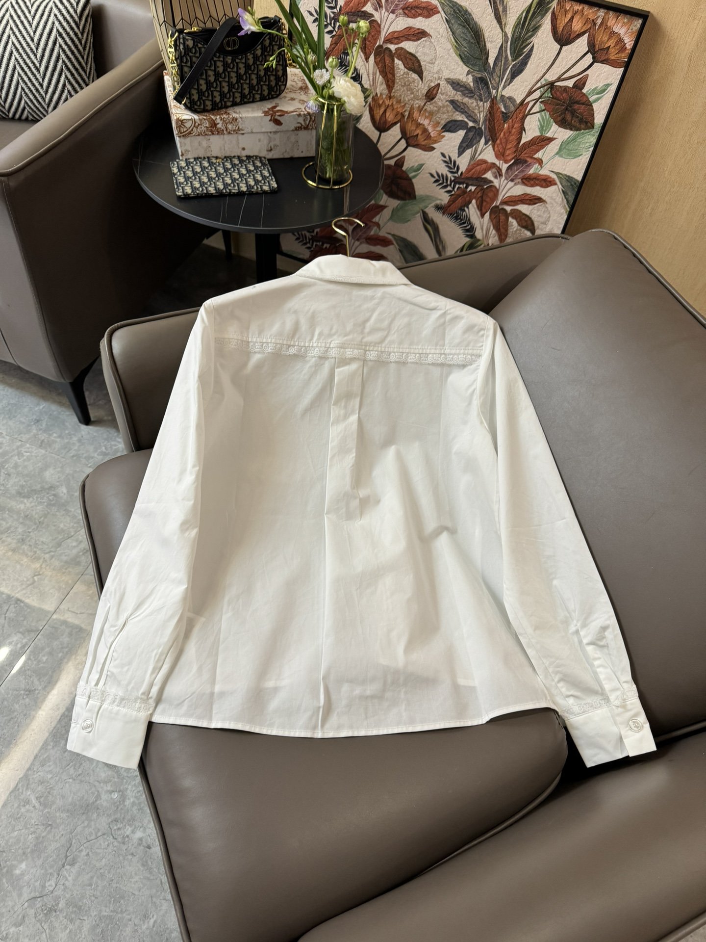 XC24028#新款衬衫YSLlogo刺绣长袖衬衫白色SML