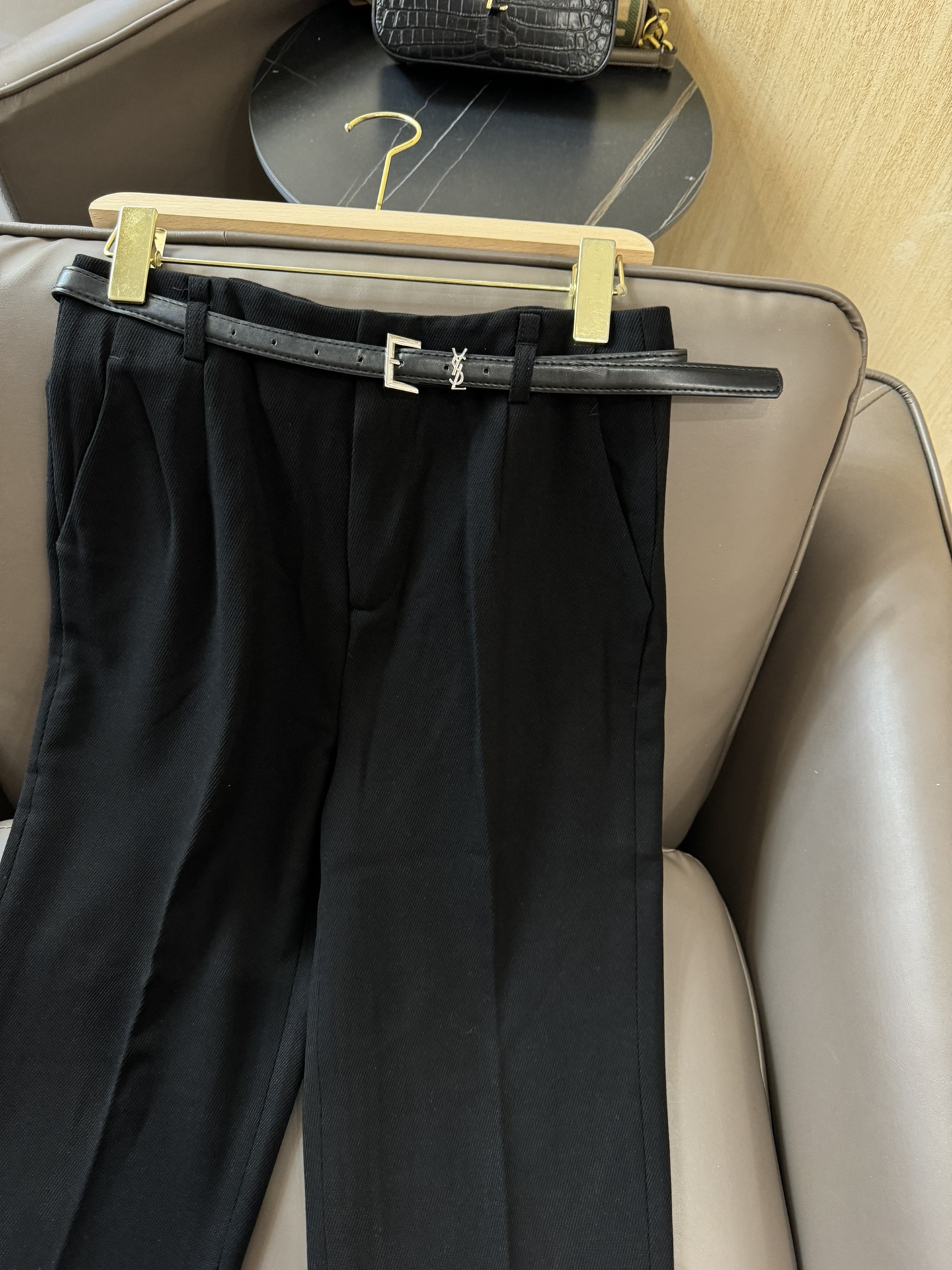 KZ015#新款裤子YSL经典款配腰带西装长裤黑色灰色SMLXL