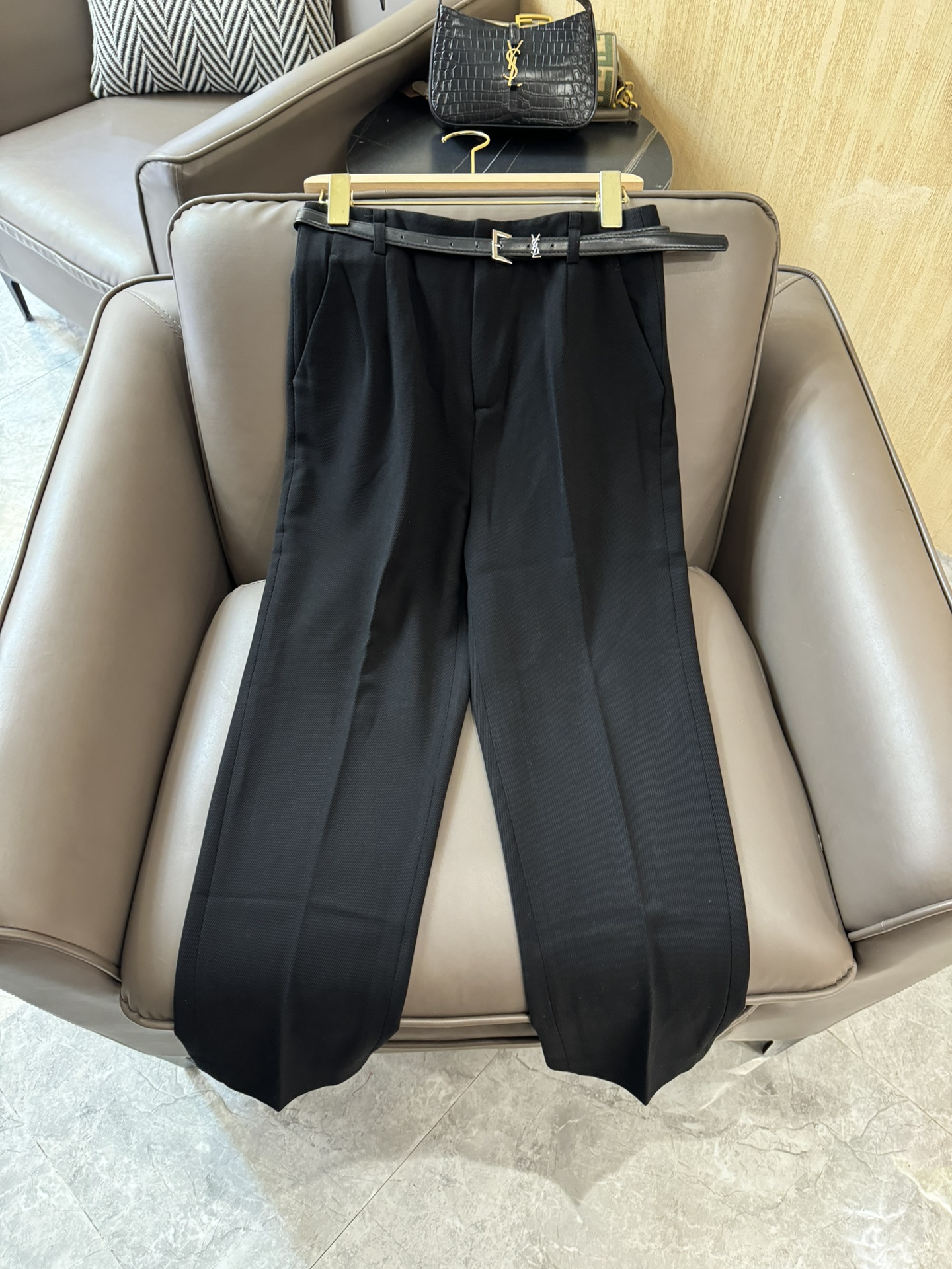 KZ015#新款裤子⚠️PzedqeL 经典款配腰带西装长裤 黑色 灰色 SMLXL