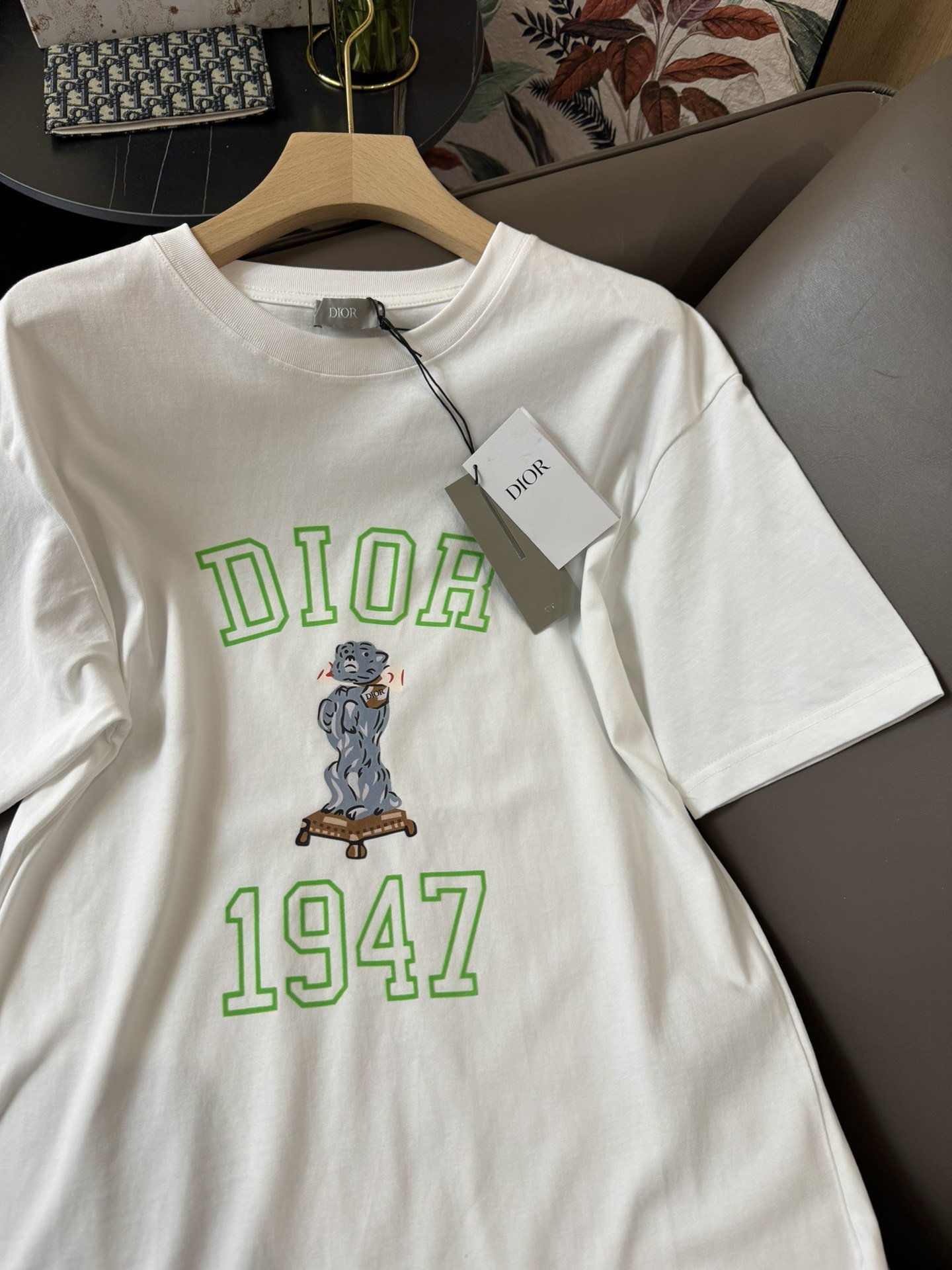QG24075#新款T恤Dior1947荧光色字母宽松款T恤白色SML