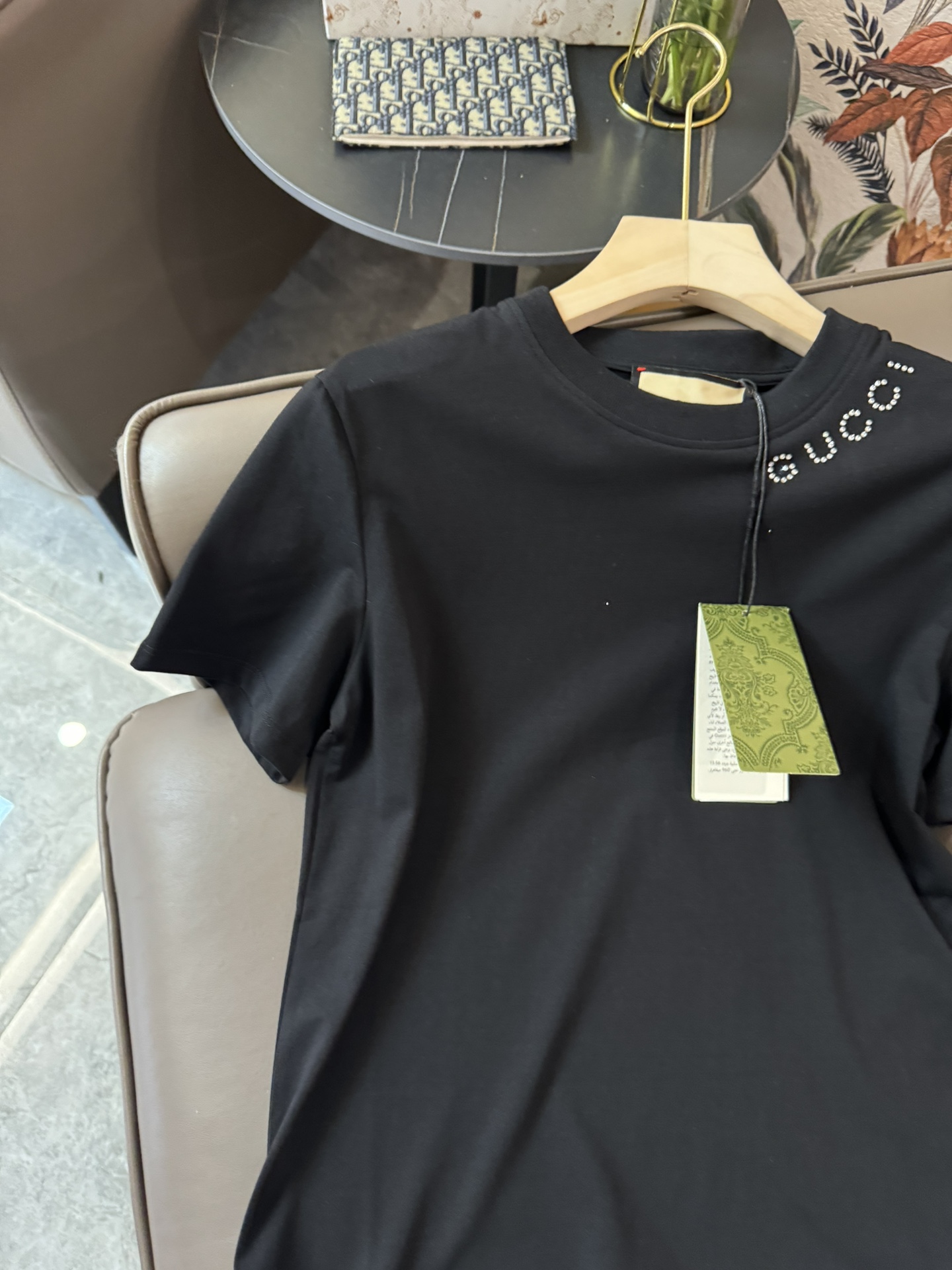 QG24074#新款T恤Gucci字母烫钻基础款短袖T恤黑色SML