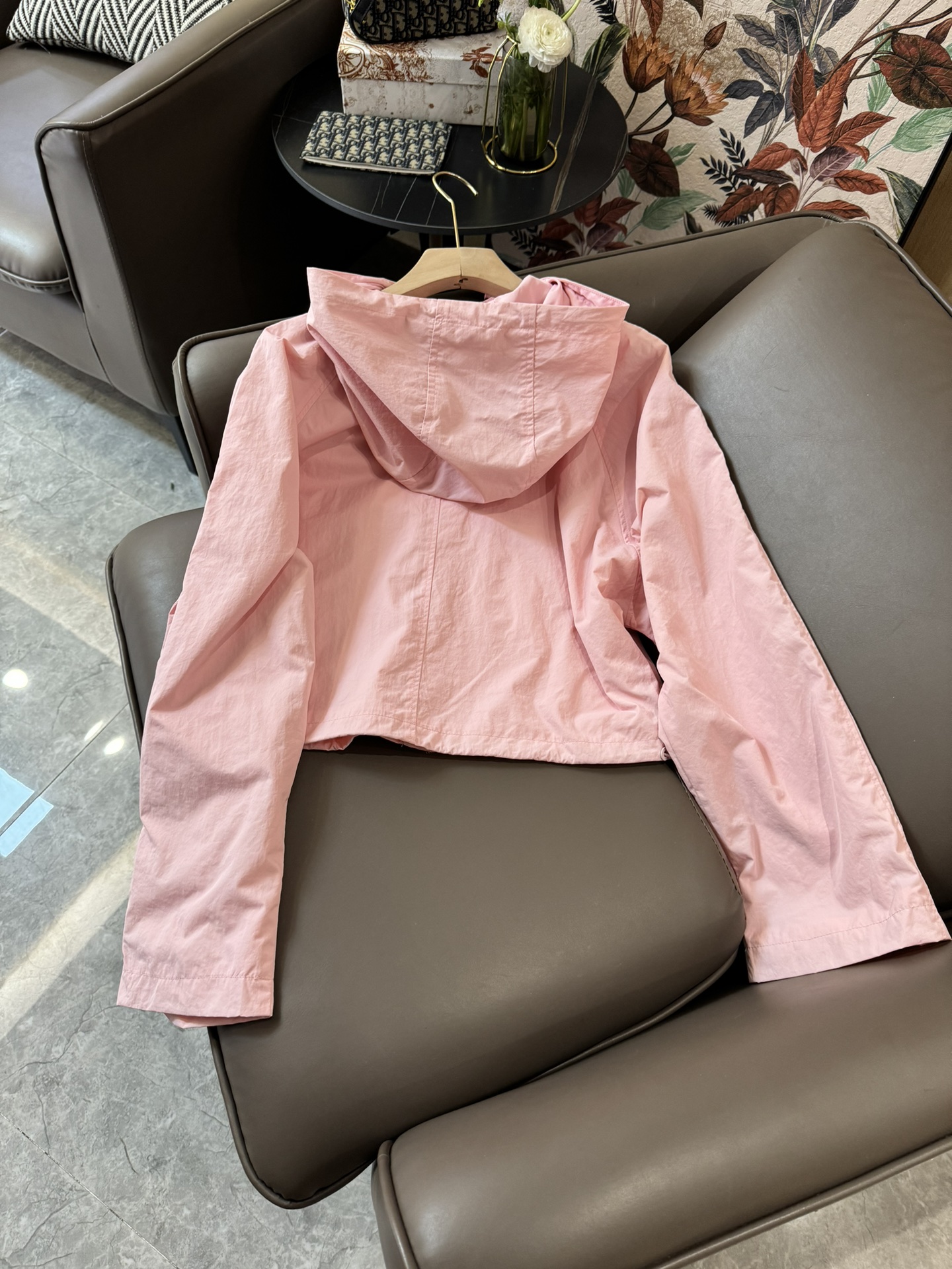 XC24047#新款套装Prada三角标尼龙记忆丝长袖外套短裤套装黑色粉色SML