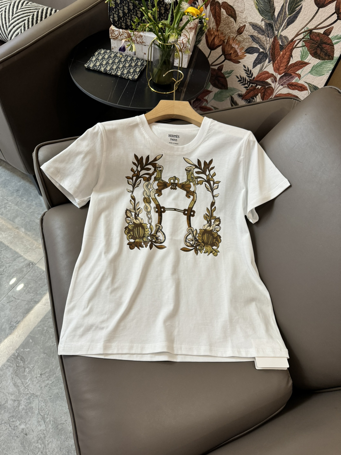 QGzsdqw87#新款T恤⚠️PyldwlHermes 爱马仕 超级爆款 短袖印花最近款T恤  白色 SML