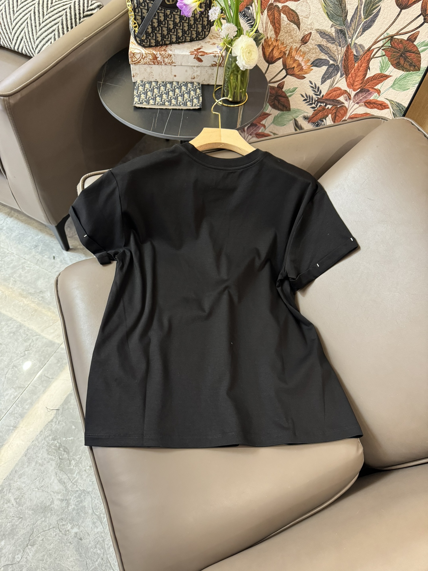 YJ014#新款T恤原创设计樱桃绣花短袖T恤白色黑色灰色SML