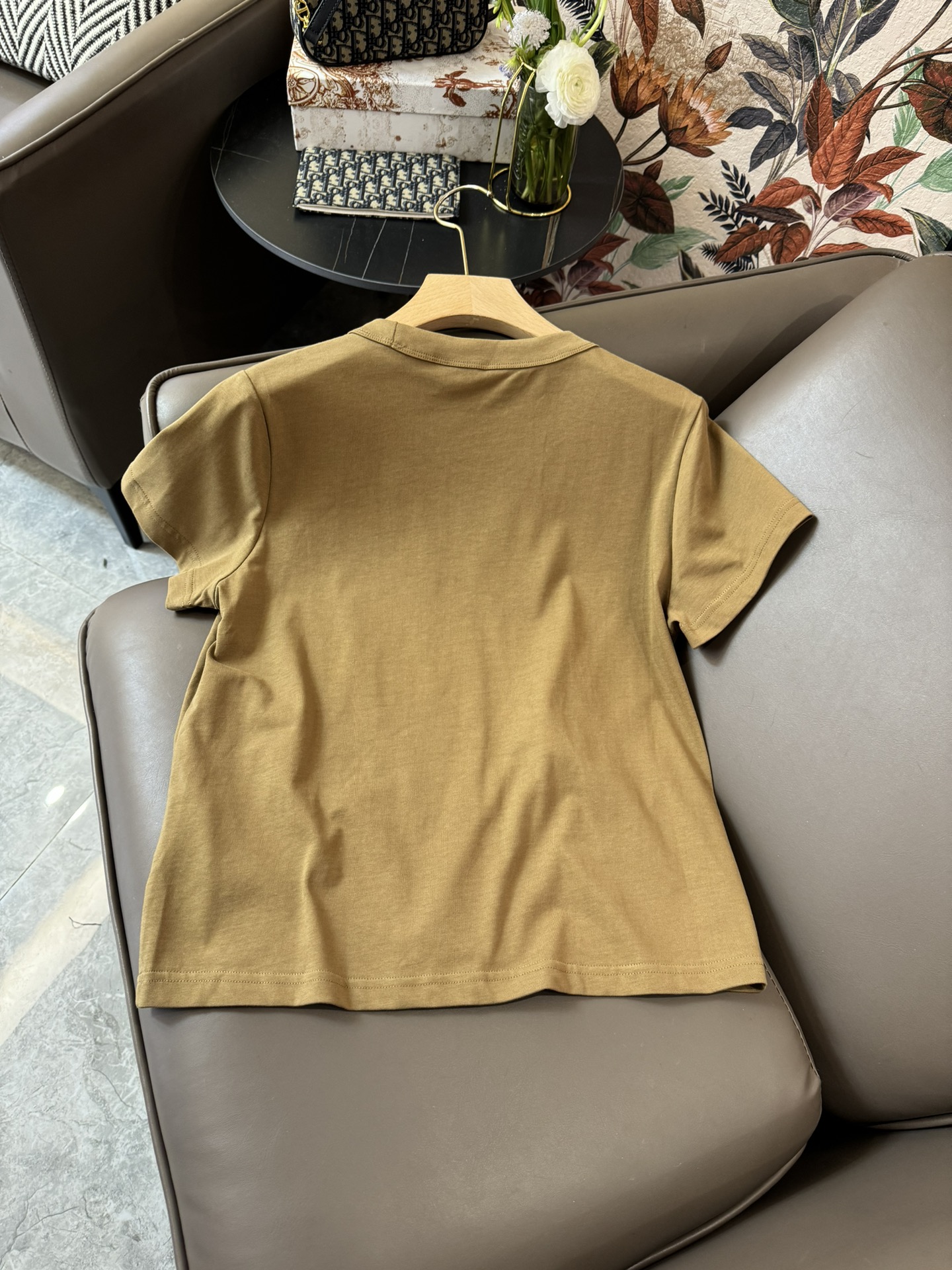 YJ013#新款T恤WE字母珠管绣花短袖T恤白色黑色杏色SML