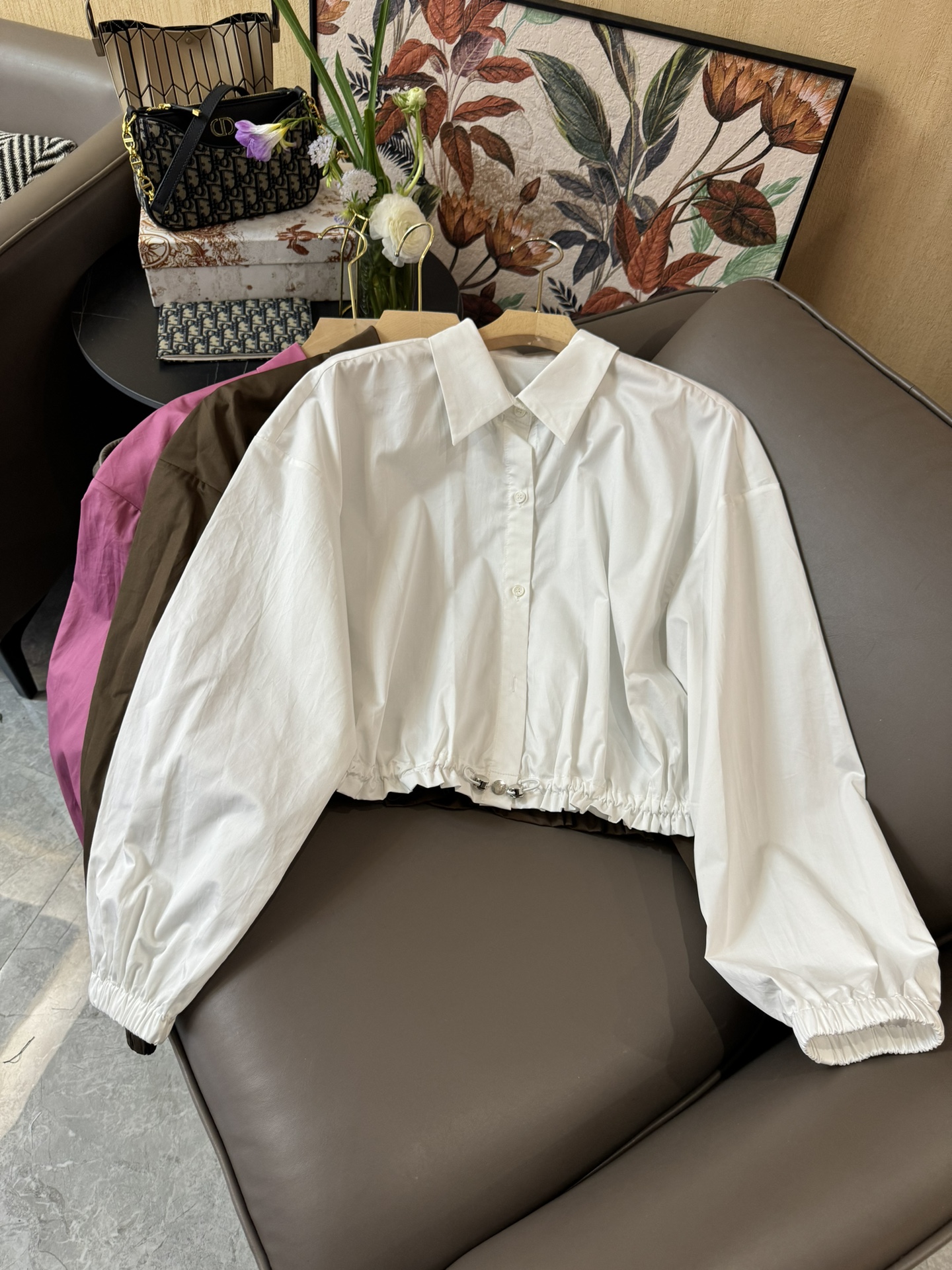 YJ010#新款衬衫原创设计大厂货长袖衬衫咖色白色玫红色SML