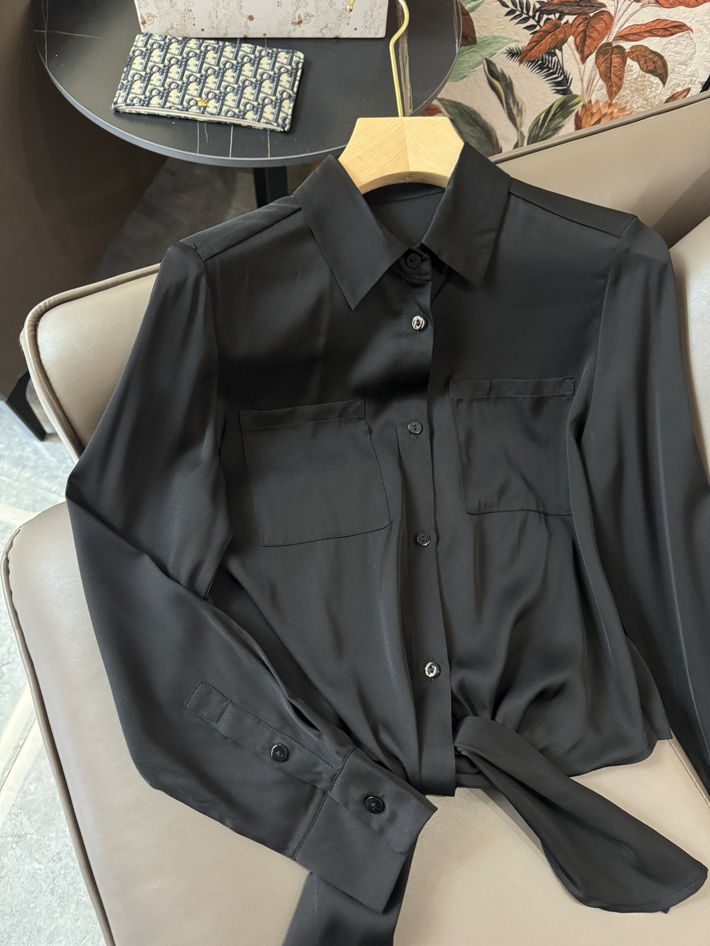 JF014#新款衬衫Theory100%真丝长袖衬衫黑色白色SMLXL