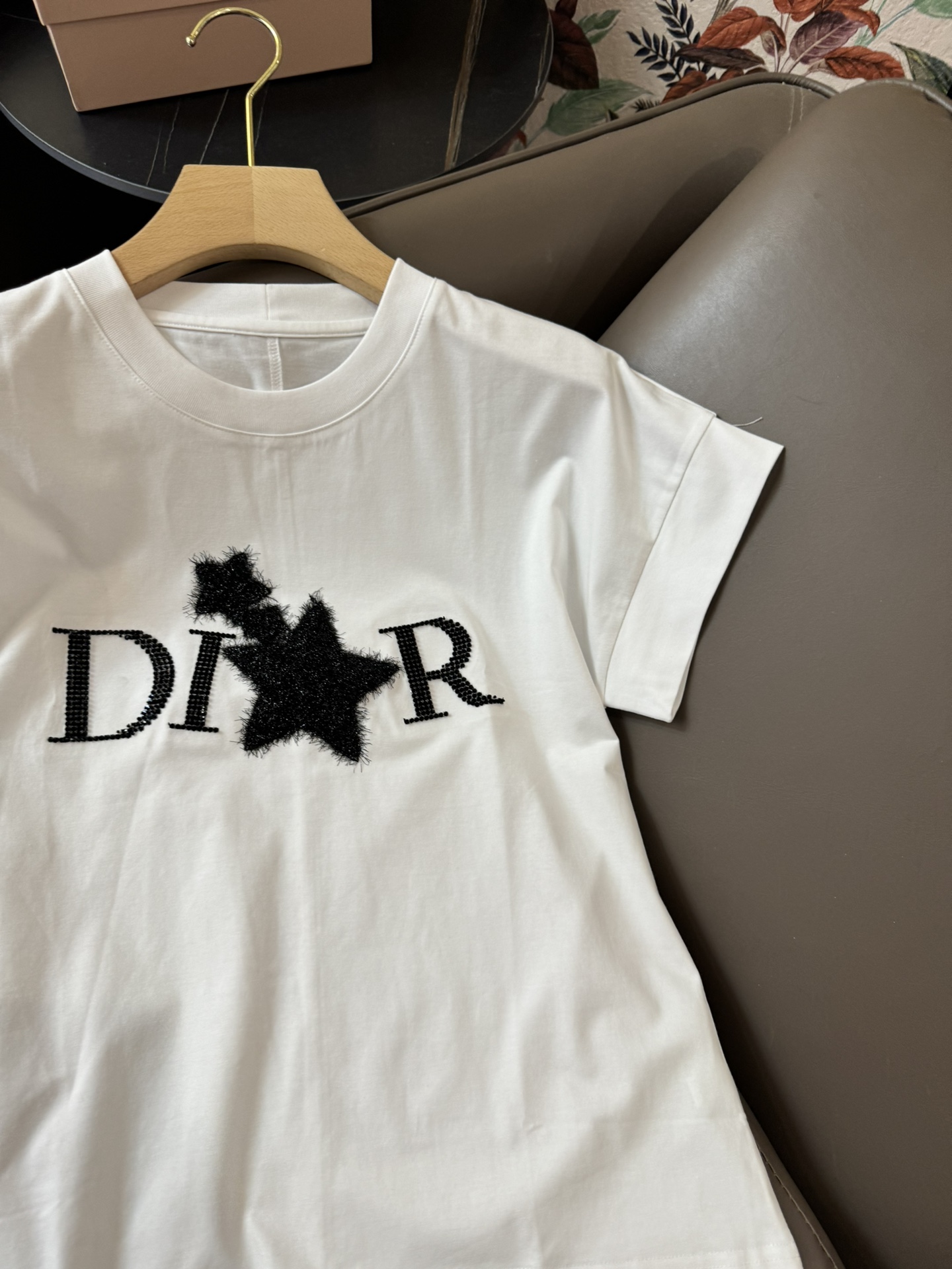 DG007#新款T恤Dior星星款短袖T恤灰色白色SML