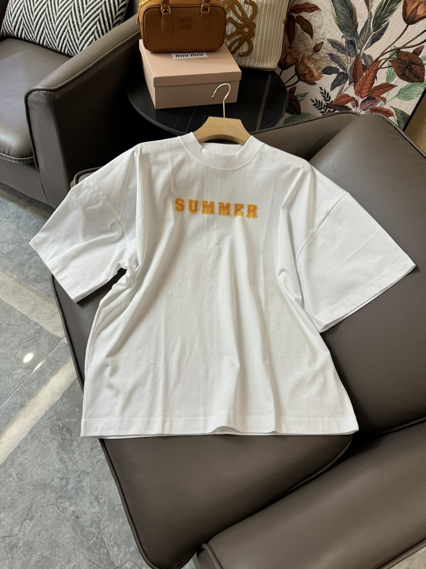 DG006#新款T恤原创字母印花短袖宽松款T恤白色SML